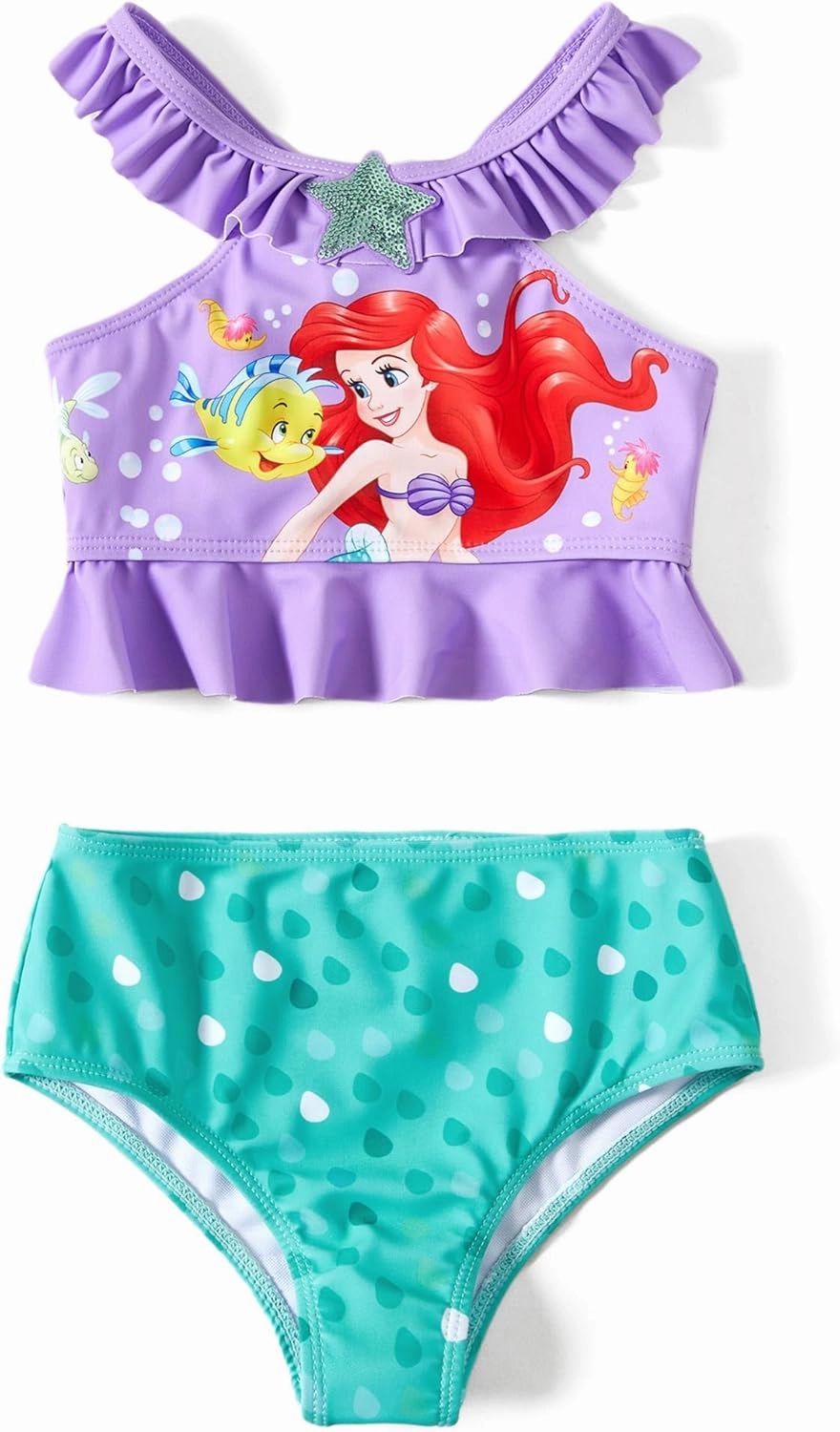 Disney Princess Toddler Girls Two Piece Tankini Top and Bow Tie Bikini Bottom Beach Swimwear Set