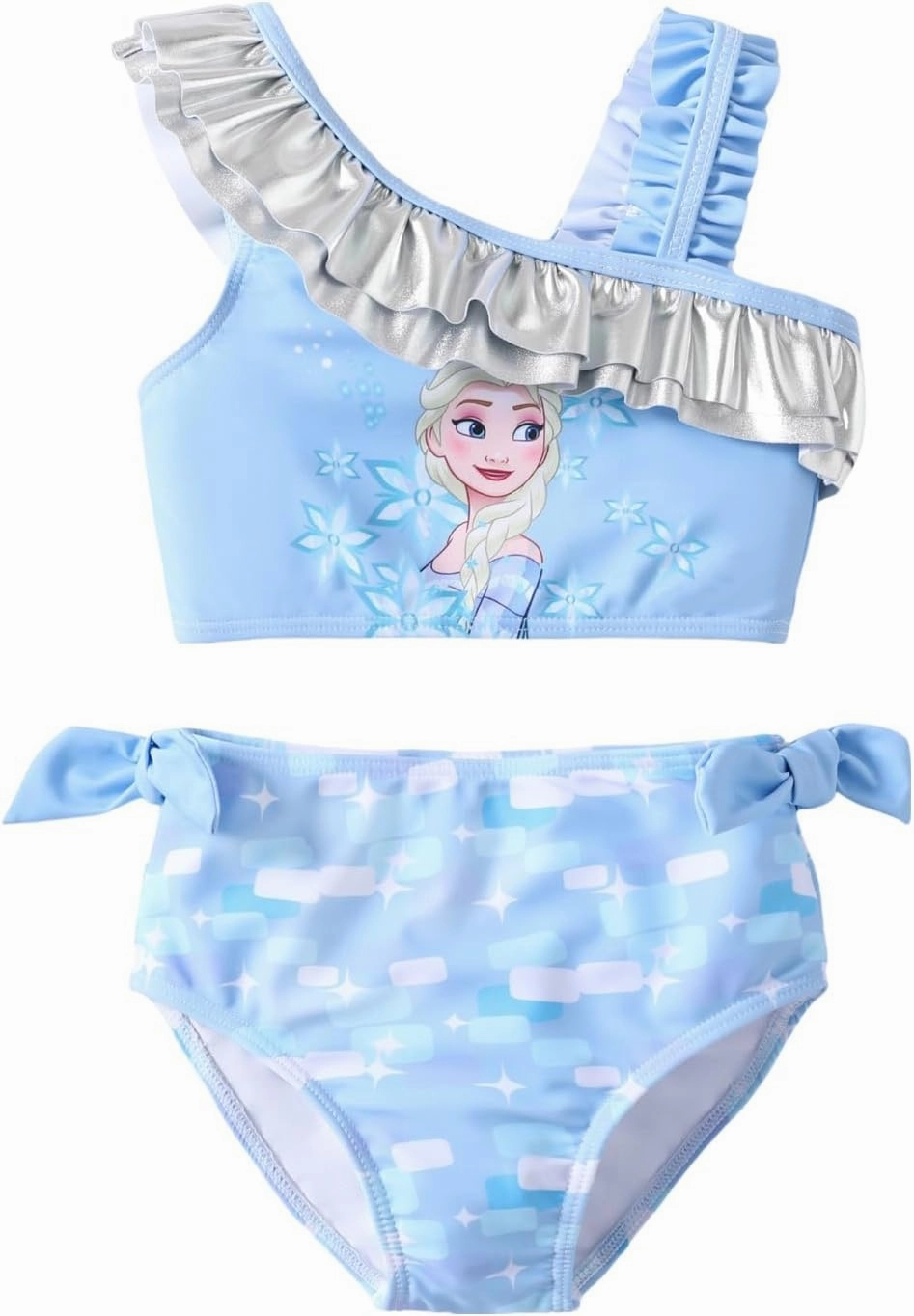 Disney Princess Toddler Girls Two Piece Tankini Top and Bow Tie Bikini Bottom Beach Swimwear Set