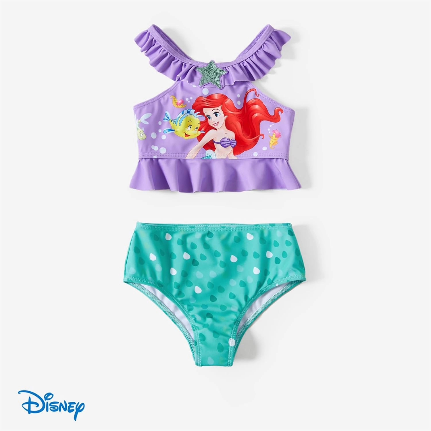 Disney Princess Toddler Girls Two Piece Tankini Top and Bow Tie Bikini Bottom Beach Swimwear Set