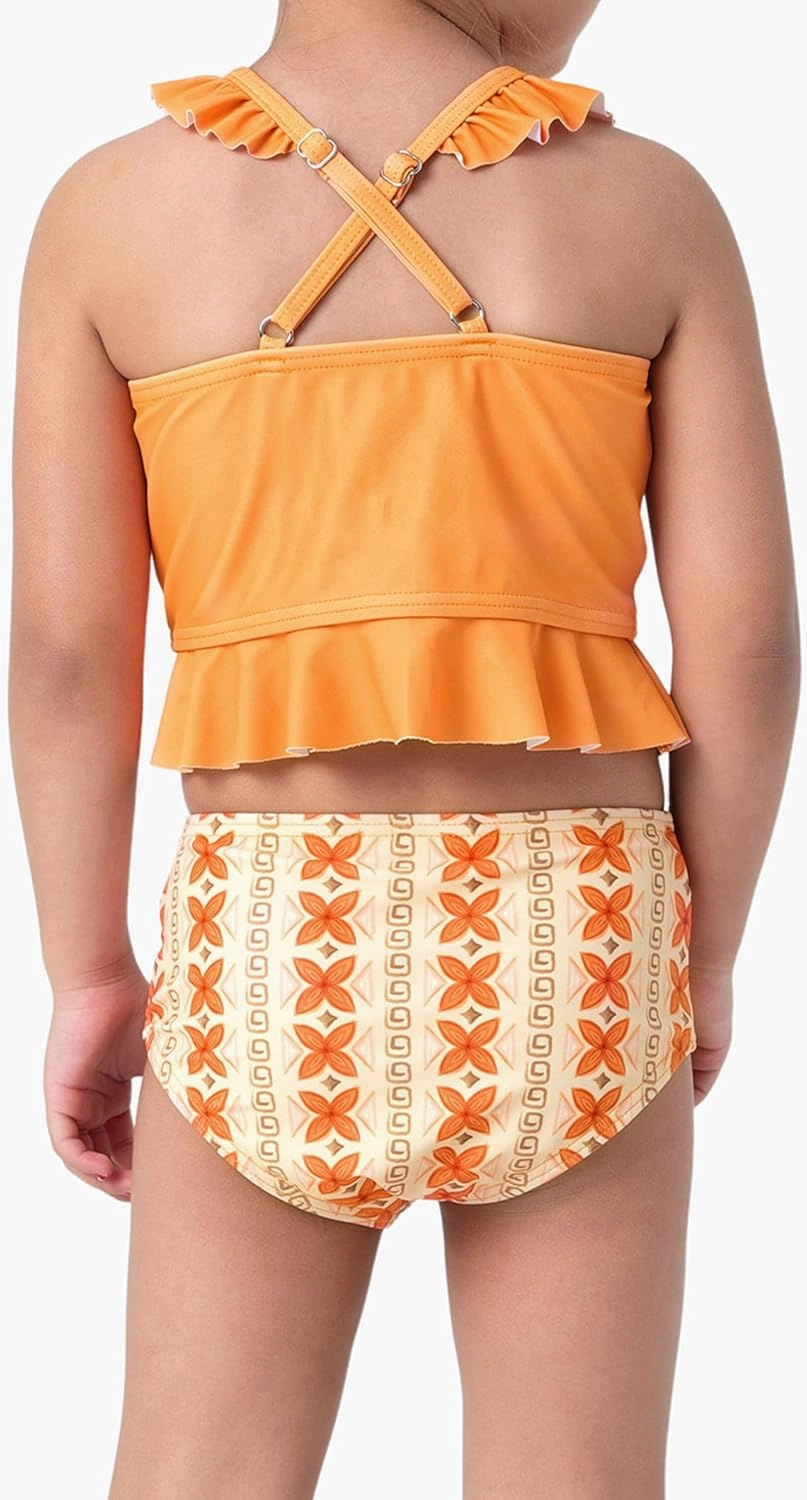 Disney Princess Toddler Girls Two Piece Tankini Top and Bow Tie Bikini Bottom Beach Swimwear Set