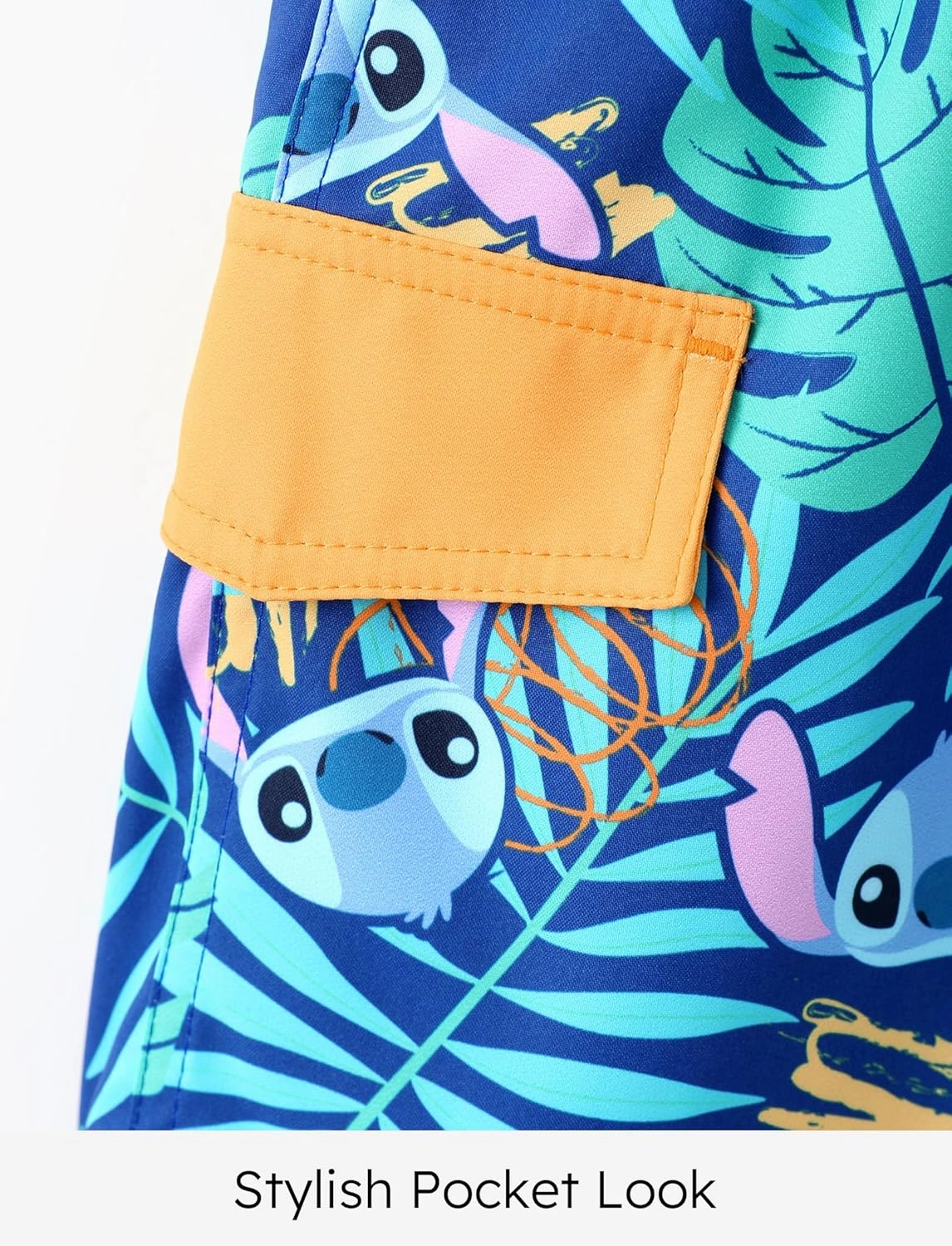 Disney Stitch Boys Swim Trunks with UPF 50  Sun Protection, Quick-Dry Fabric, and Pocket