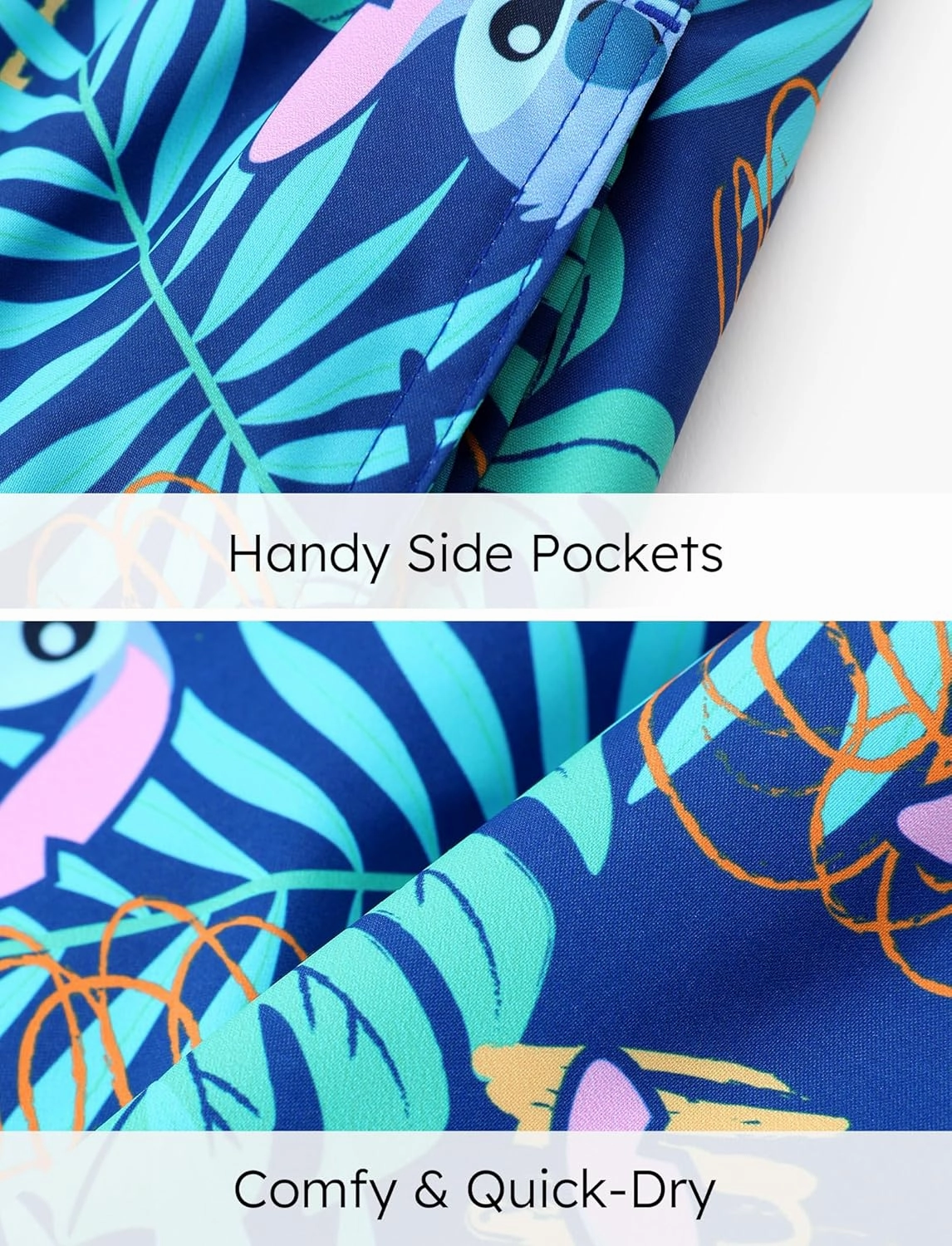 Disney Stitch Boys Swim Trunks with UPF 50  Sun Protection, Quick-Dry Fabric, and Pocket