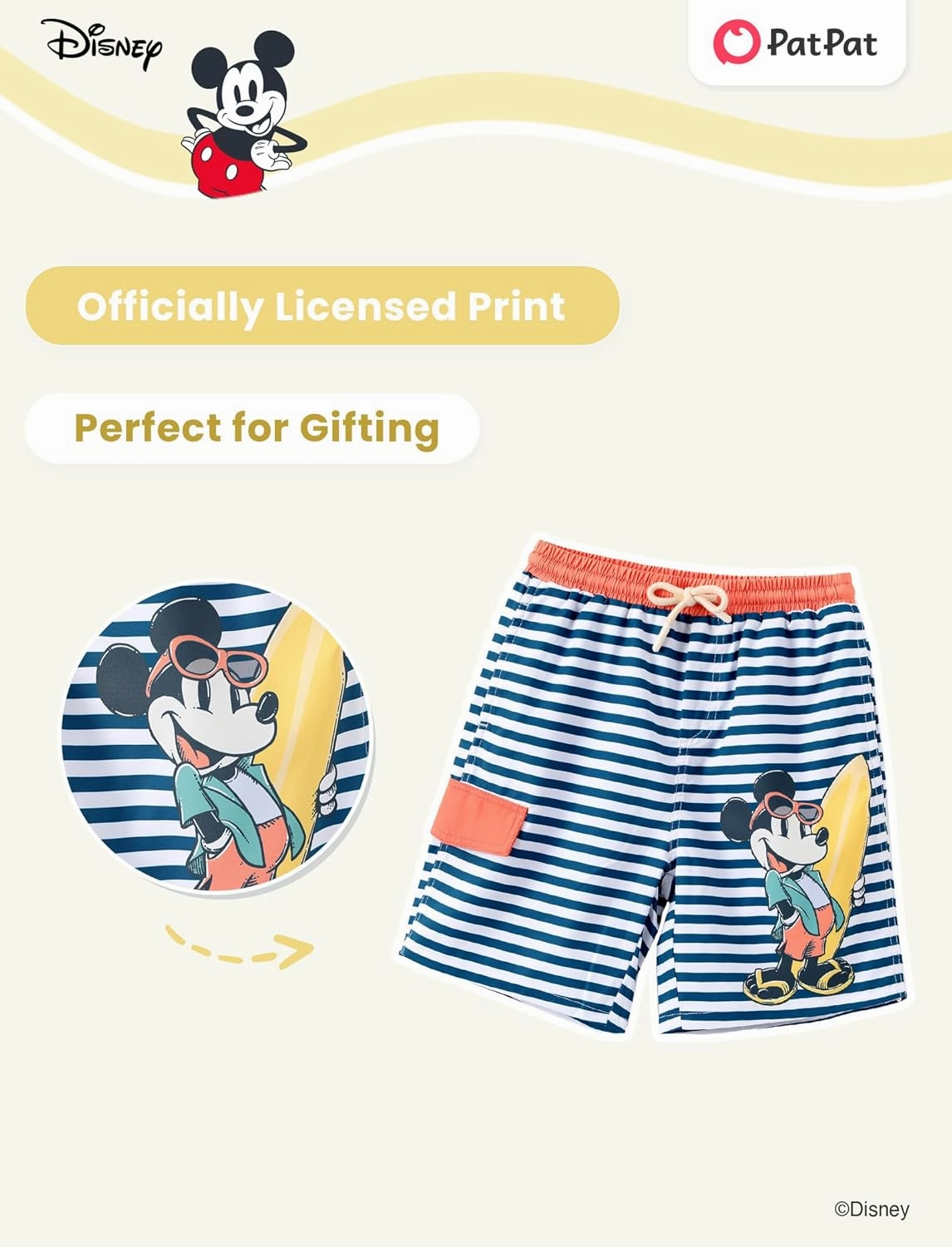 Disney Stitch Boys Swim Trunks with UPF 50  Sun Protection, Quick-Dry Fabric, and Pocket