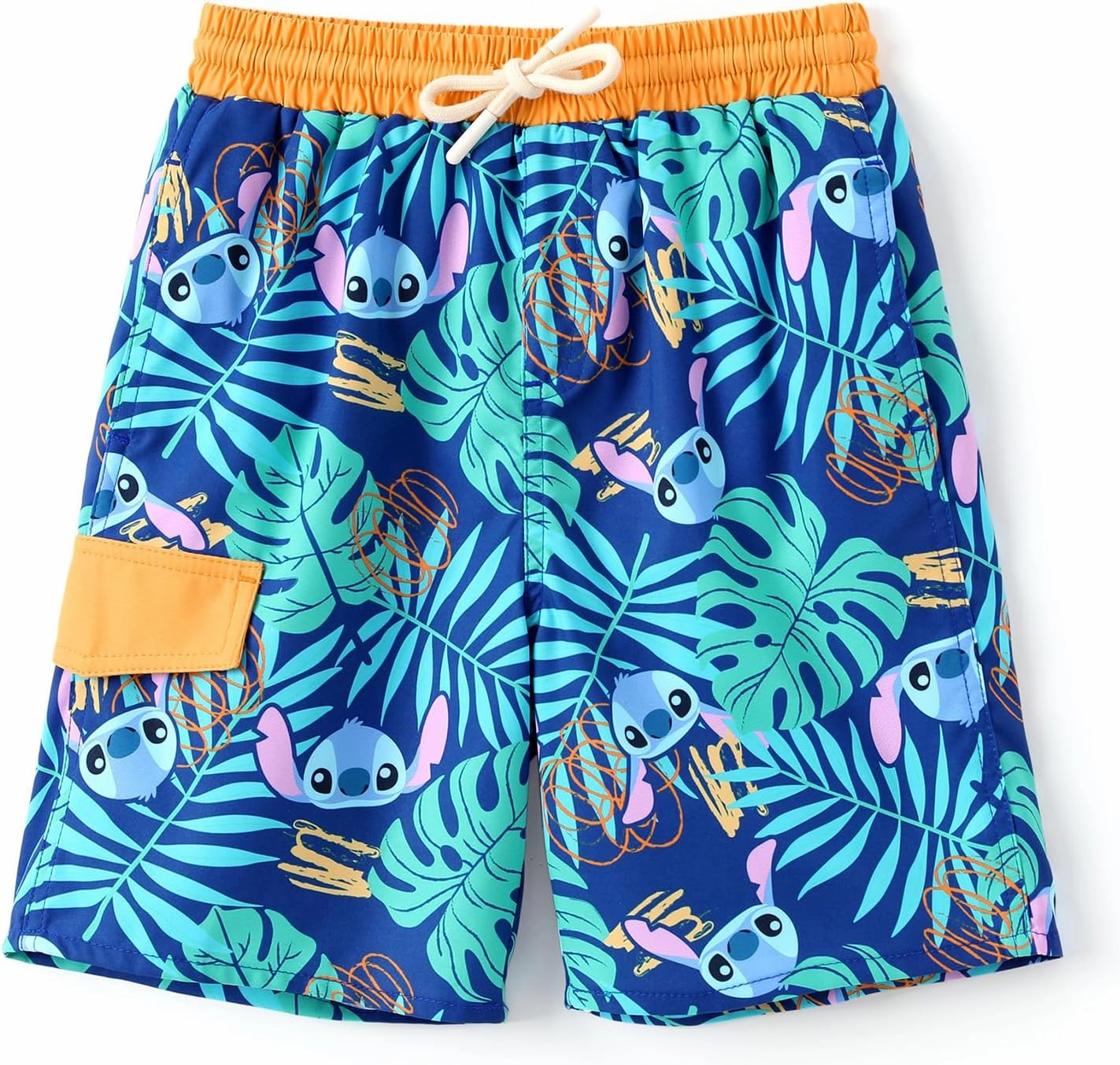 Disney Stitch Boys Swim Trunks with UPF 50  Sun Protection, Quick-Dry Fabric, and Pocket