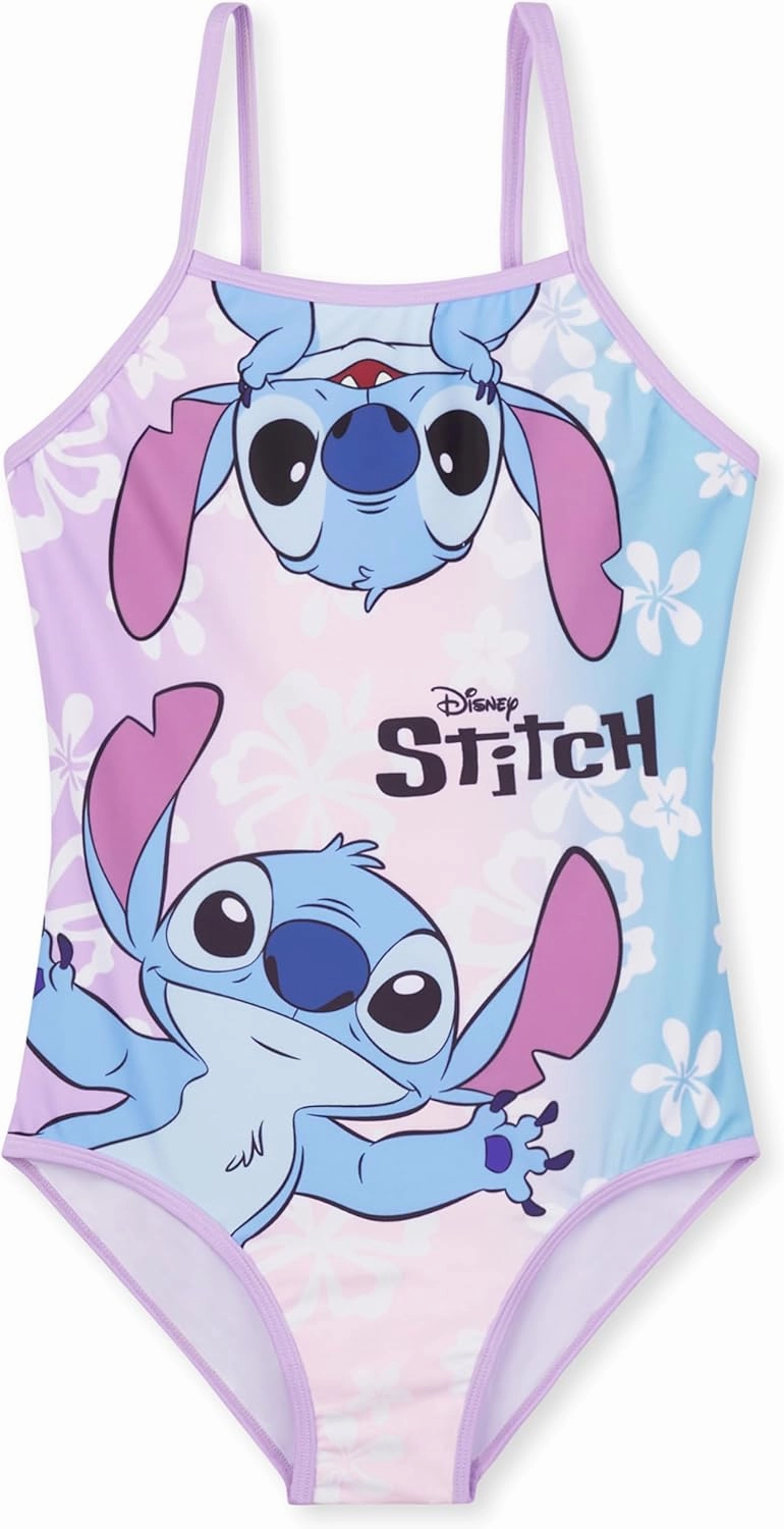 Disney Stitch Girls One Piece Swimsuit, Stretchy Swimwear for Beach and Pool