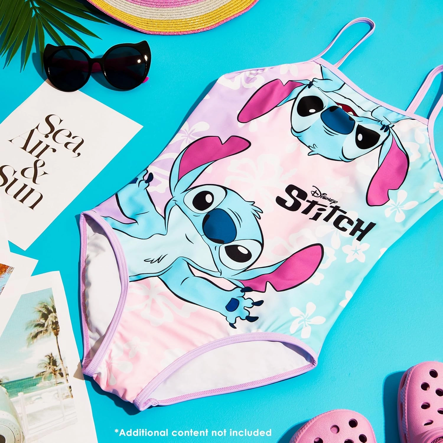 Disney Stitch Girls One Piece Swimsuit, Stretchy Swimwear for Beach and Pool