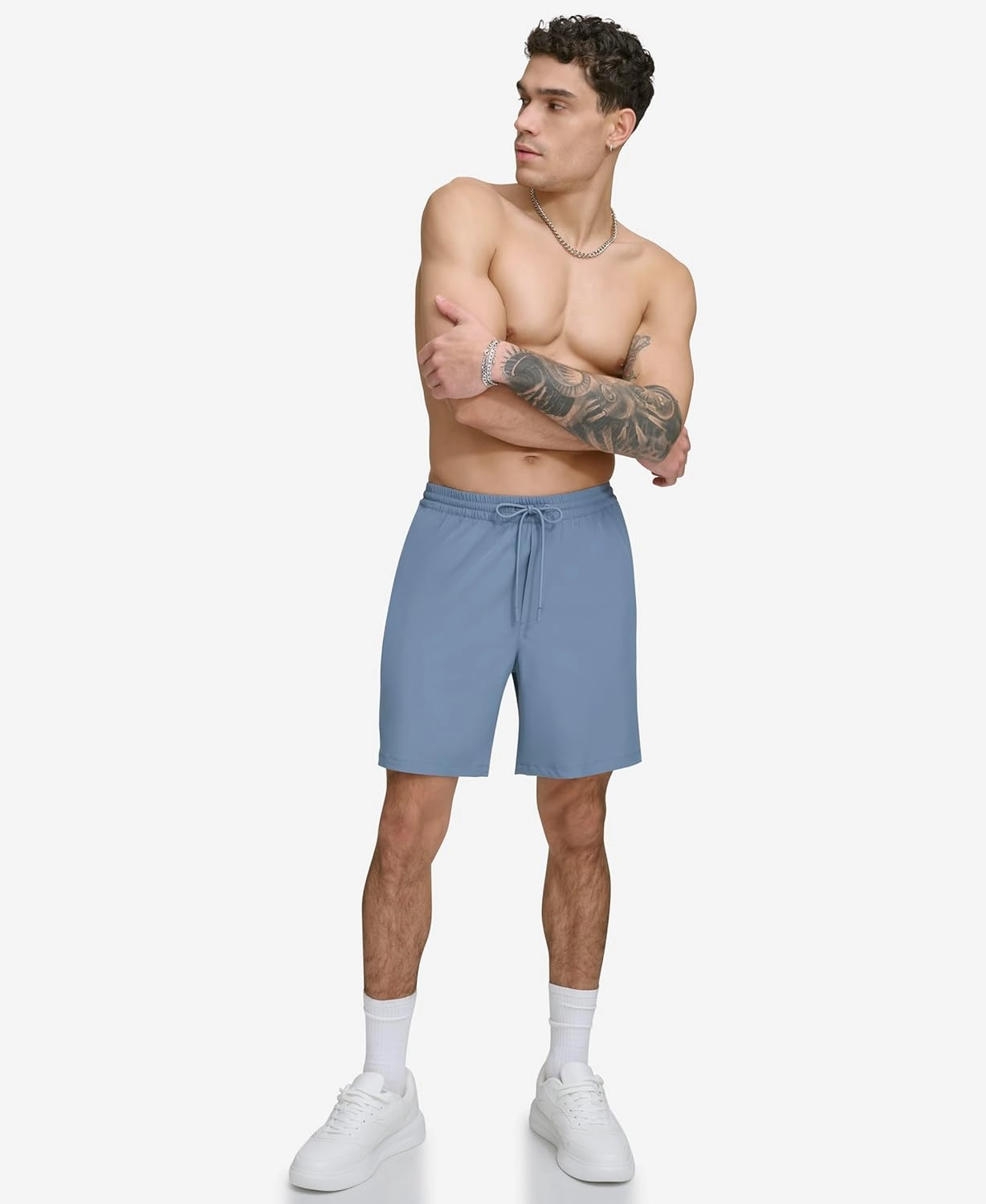 DKNY Men's Stretch Quick Dry Volley UPF 40  Protection Swim Trunk