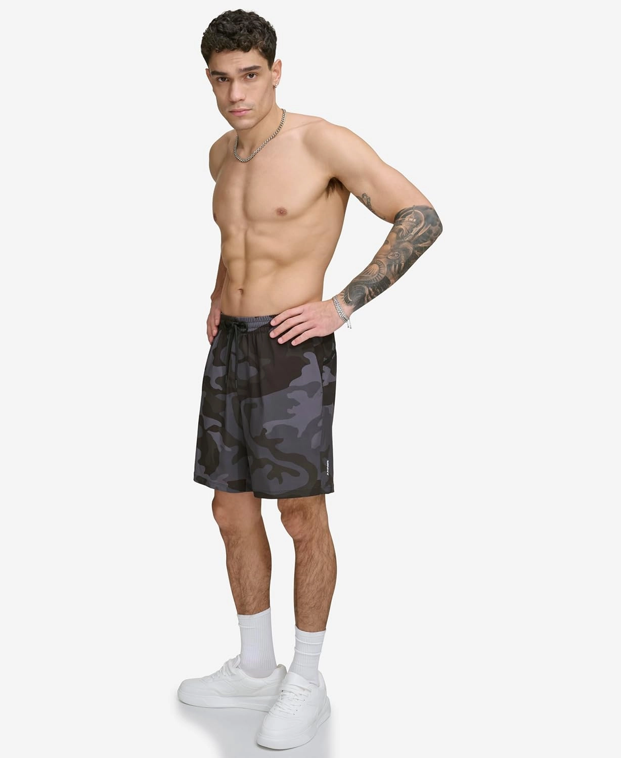 DKNY Men's Stretch Quick Dry Volley UPF 40  Protection Swim Trunk