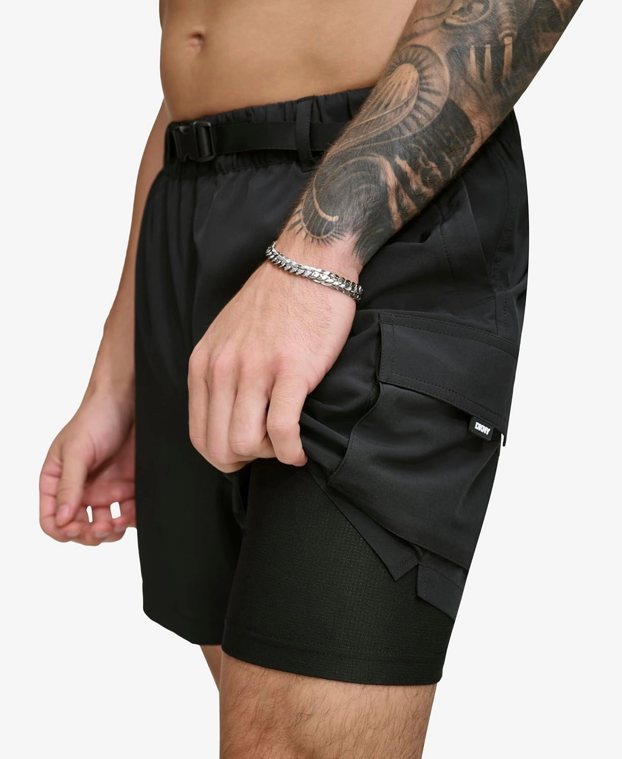 DKNY Men's Stretch Quick Dry Volley UPF 40  Protection Swim Trunk
