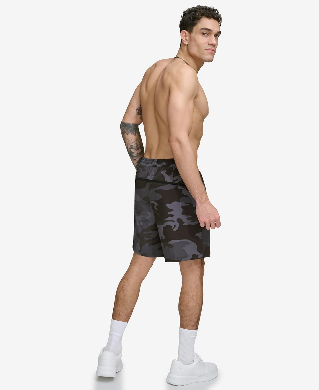 DKNY Men's Stretch Quick Dry Volley UPF 40  Protection Swim Trunk