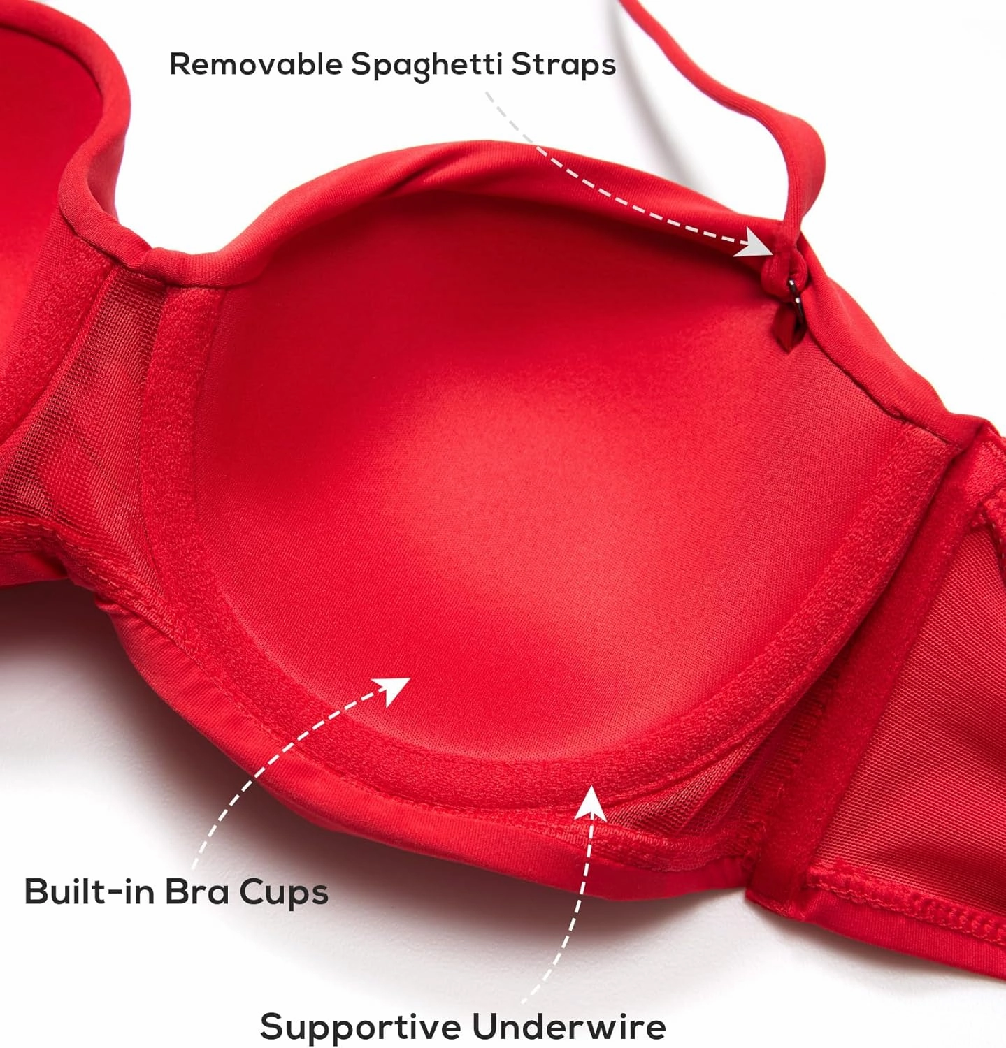 DOBREVA Women's Underwire Bandeau Bikini Top Sexy Strapless Bathing Suit Tops Halter Swimwear - Bra Sizes