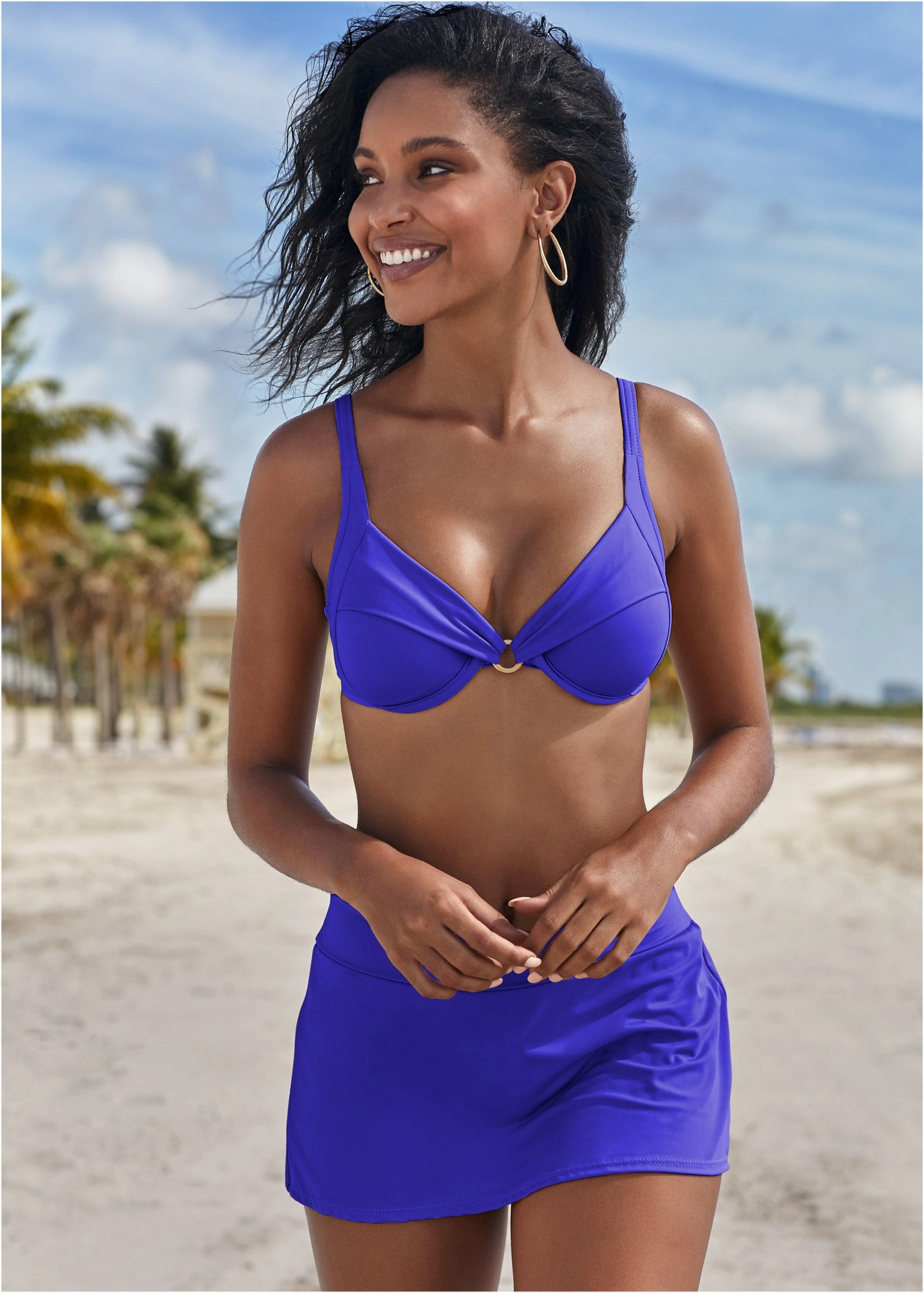 Draped Ring Underwire Top - Cobalt Blue