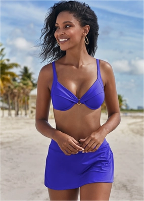 Draped Ring Underwire Top - Cobalt Blue