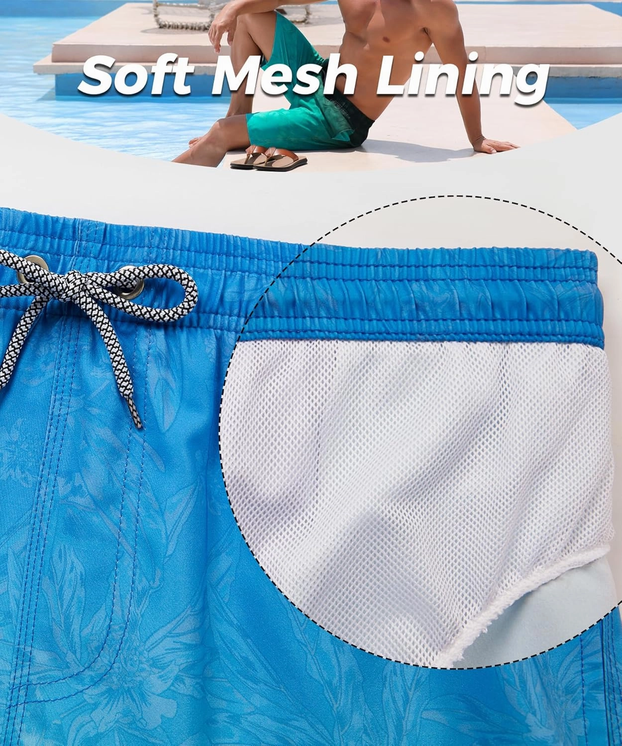 ELETOP Men's Swim Trunks Quick Dry Bathing Suit Swimming Board Shorts Mesh Lining Beach Swimwear