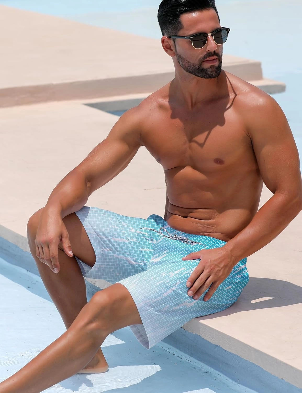 ELETOP Men's Swim Trunks Quick Dry Bathing Suit Swimming Board Shorts Mesh Lining Beach Swimwear