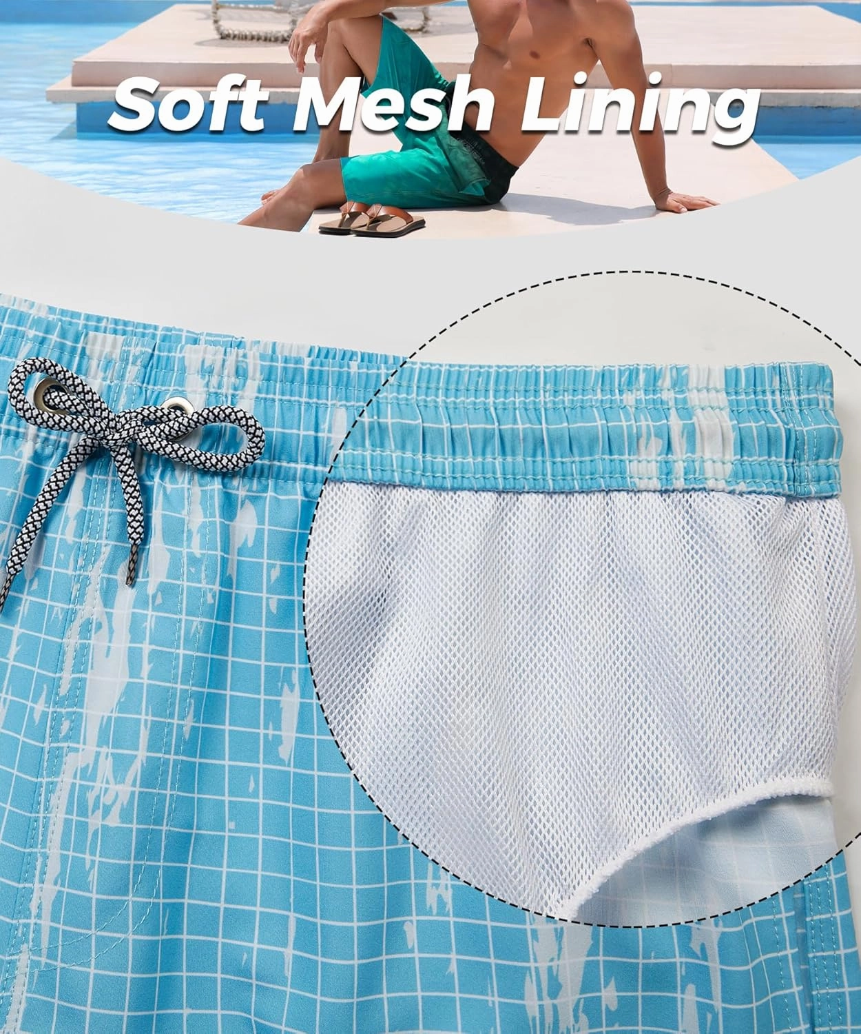 ELETOP Men's Swim Trunks Quick Dry Bathing Suit Swimming Board Shorts Mesh Lining Beach Swimwear