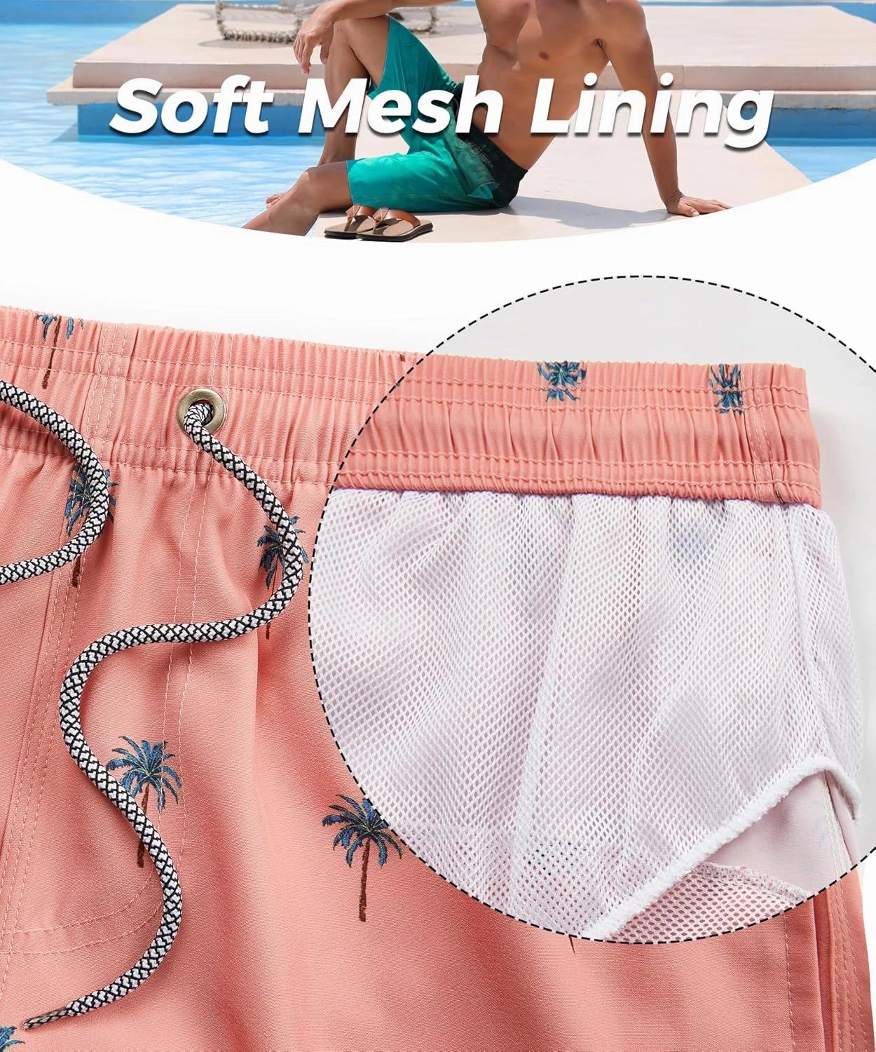 ELETOP Men's Swim Trunks Quick Dry Bathing Suit Swimming Board Shorts Mesh Lining Beach Swimwear