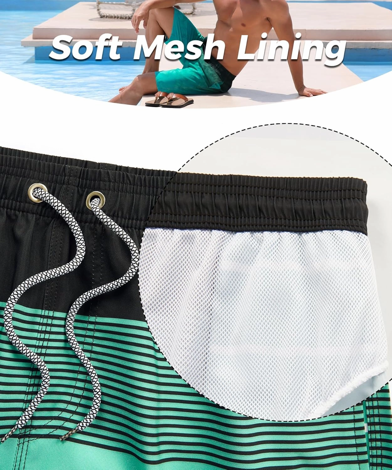 ELETOP Men's Swim Trunks Quick Dry Bathing Suit Swimming Board Shorts Mesh Lining Beach Swimwear