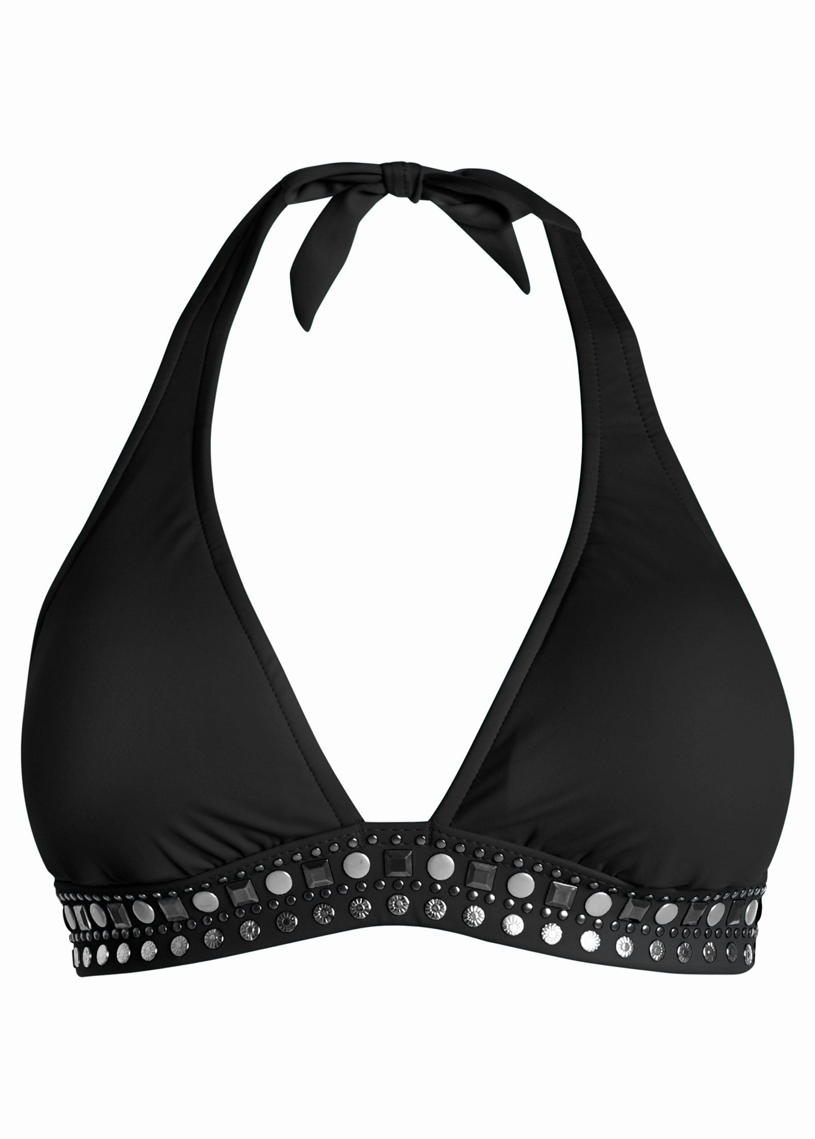Embellished Halter Top - Black Beauty