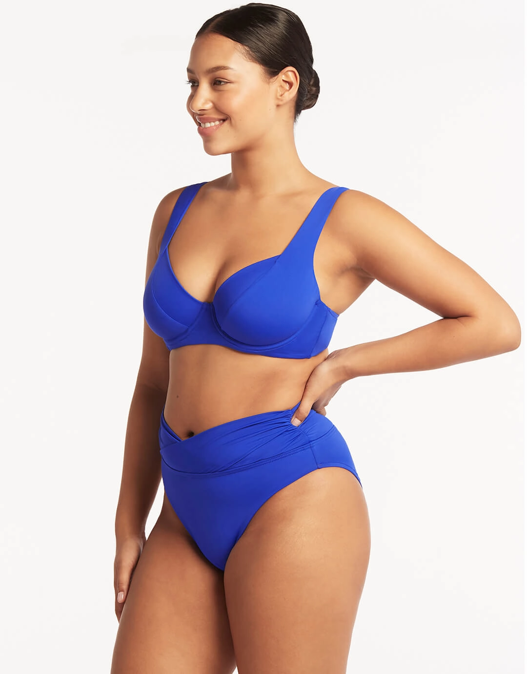 Essentials Wrap High Waist Bikini Pant - Cobalt