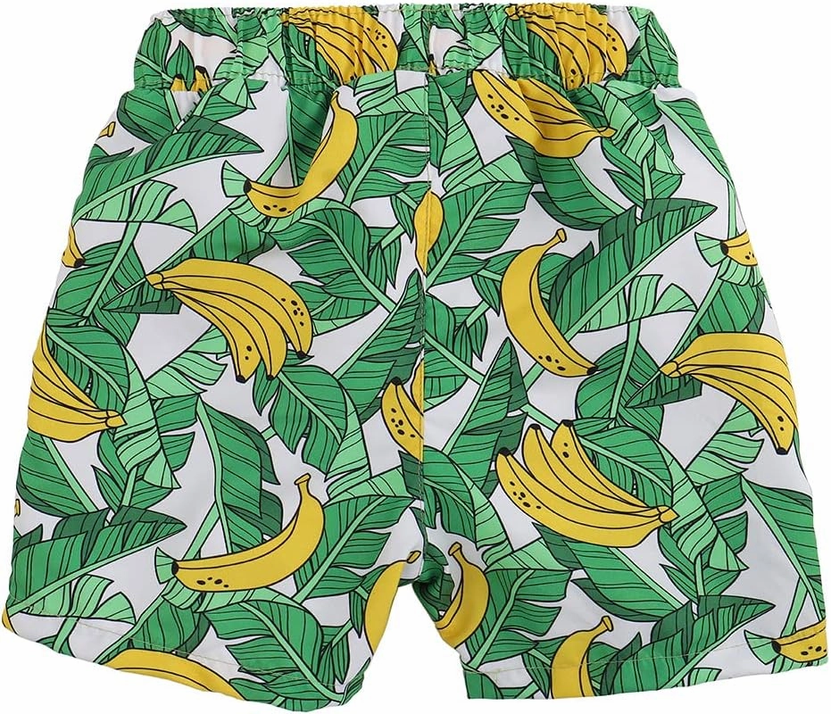 ESTAMICO Boys' Quick Dry Beach Swim Trunk Printed Board Shorts with Pockets