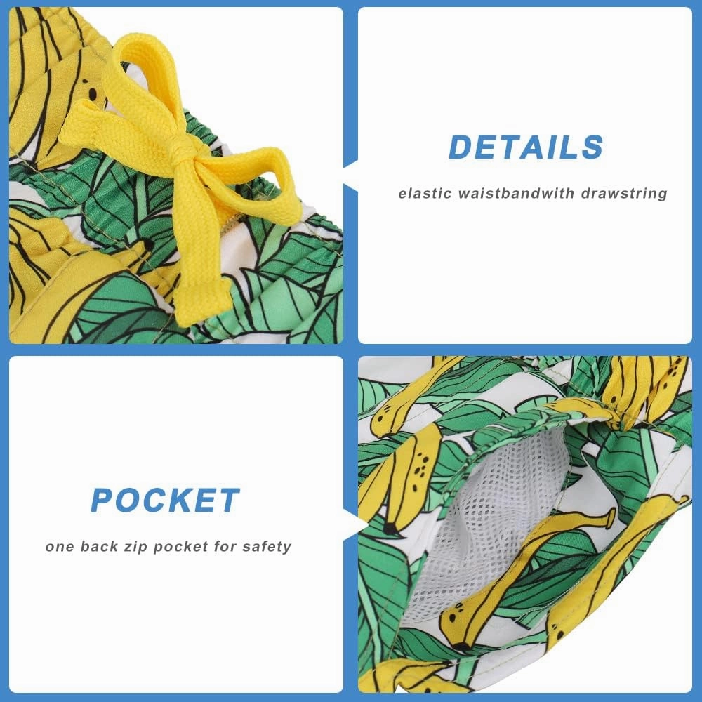 ESTAMICO Boys' Quick Dry Beach Swim Trunk Printed Board Shorts with Pockets