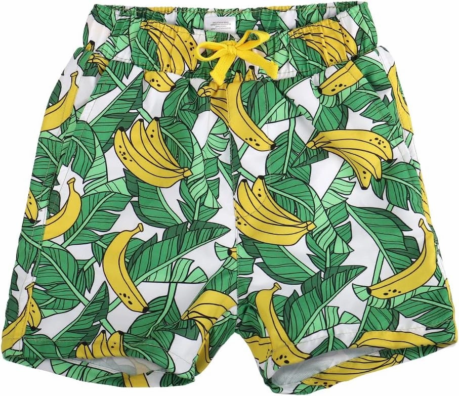 ESTAMICO Boys' Quick Dry Beach Swim Trunk Printed Board Shorts with Pockets