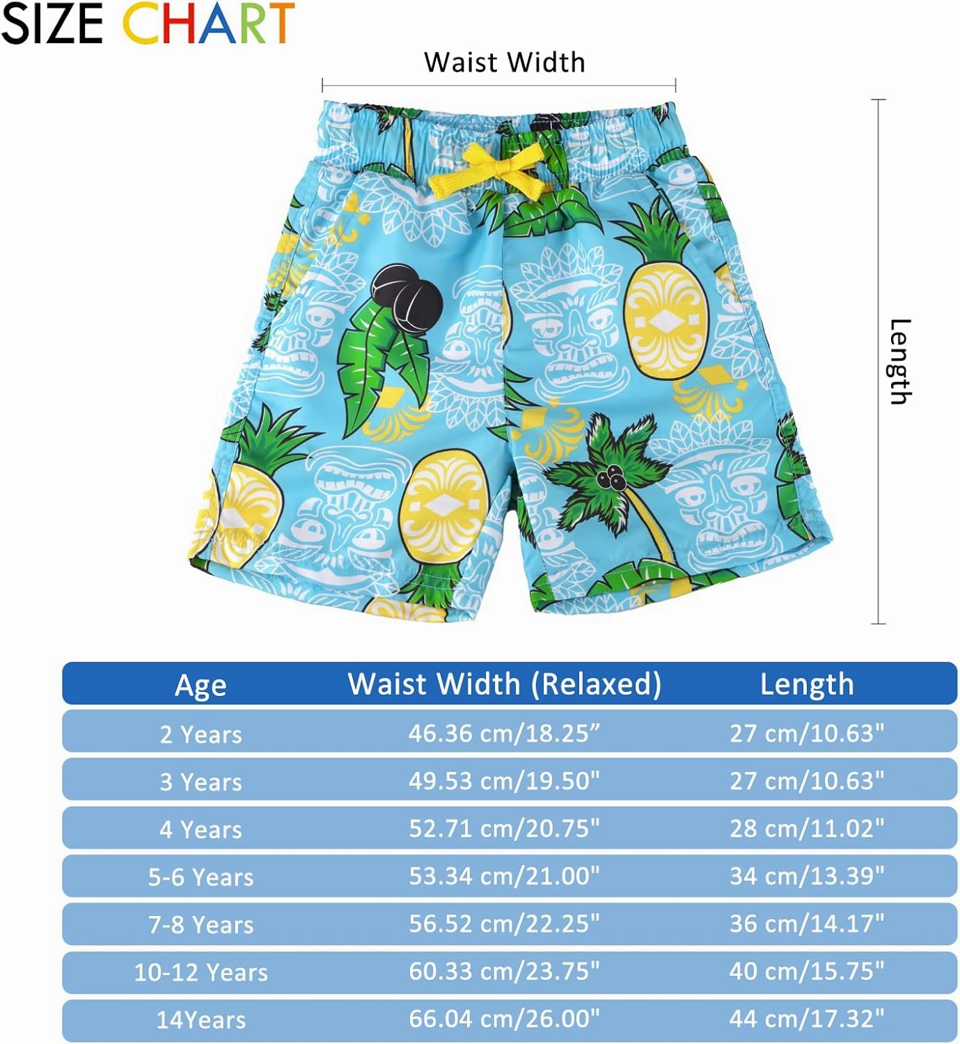 ESTAMICO Boys' Quick Dry Beach Swim Trunk Printed Board Shorts with Pockets