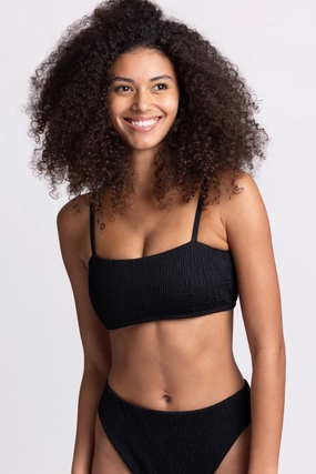 Eva Smocked Bikini Top - Black