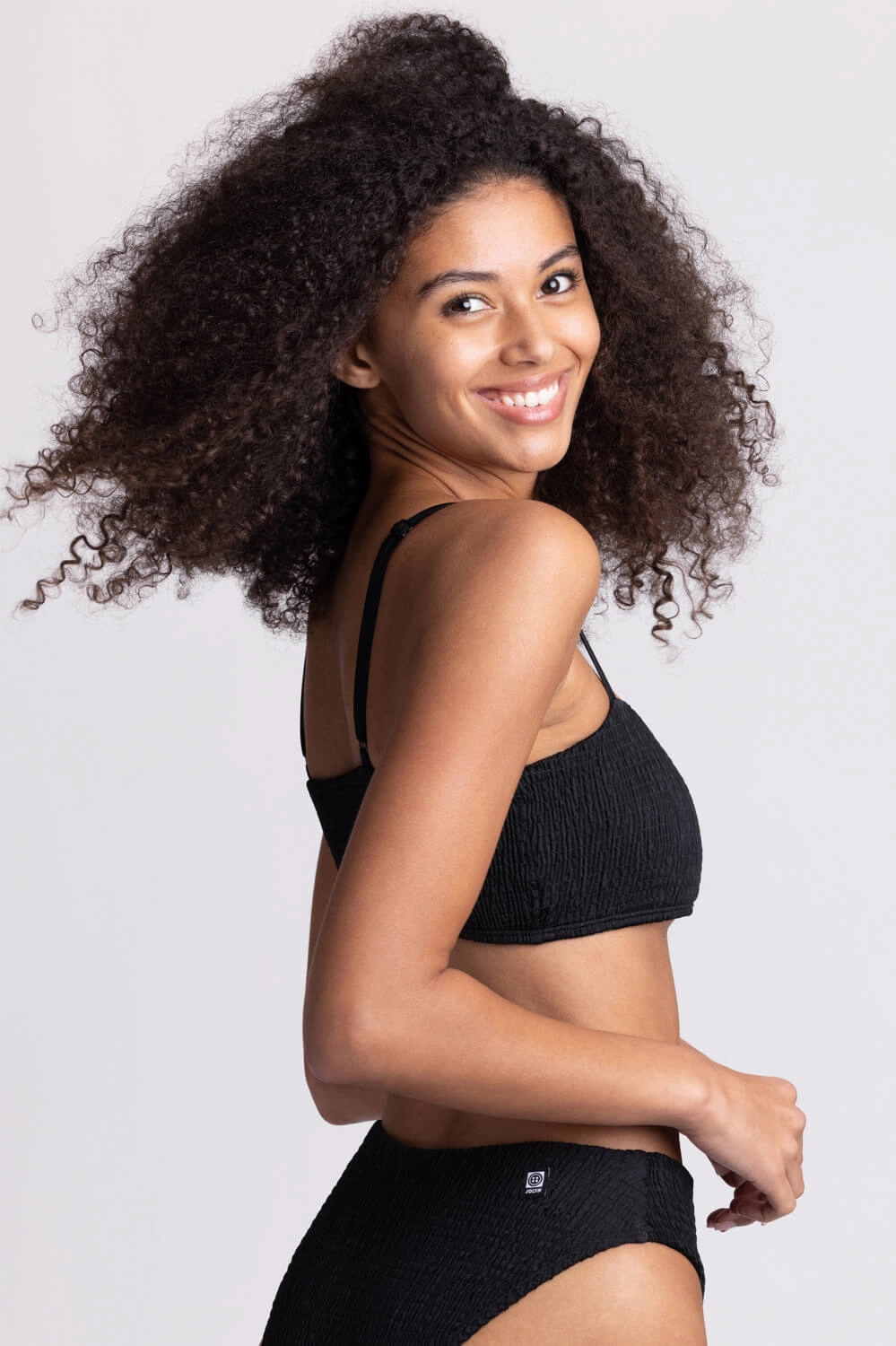 Eva Smocked Bikini Top - Black