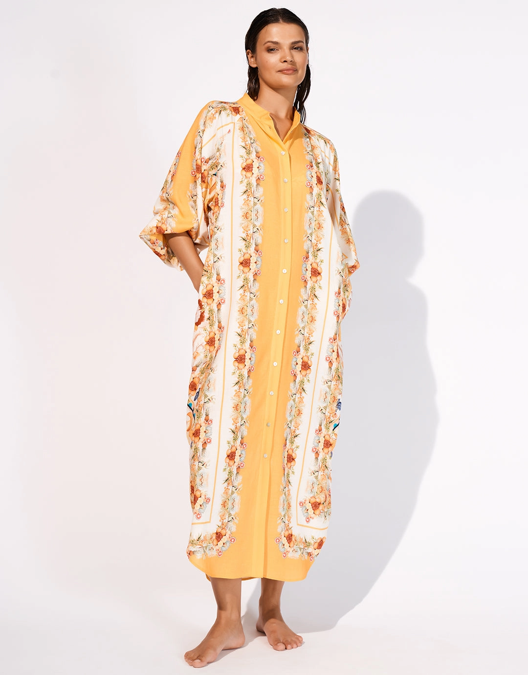 Exuberance Buttoned Maxi Shirt - Solar