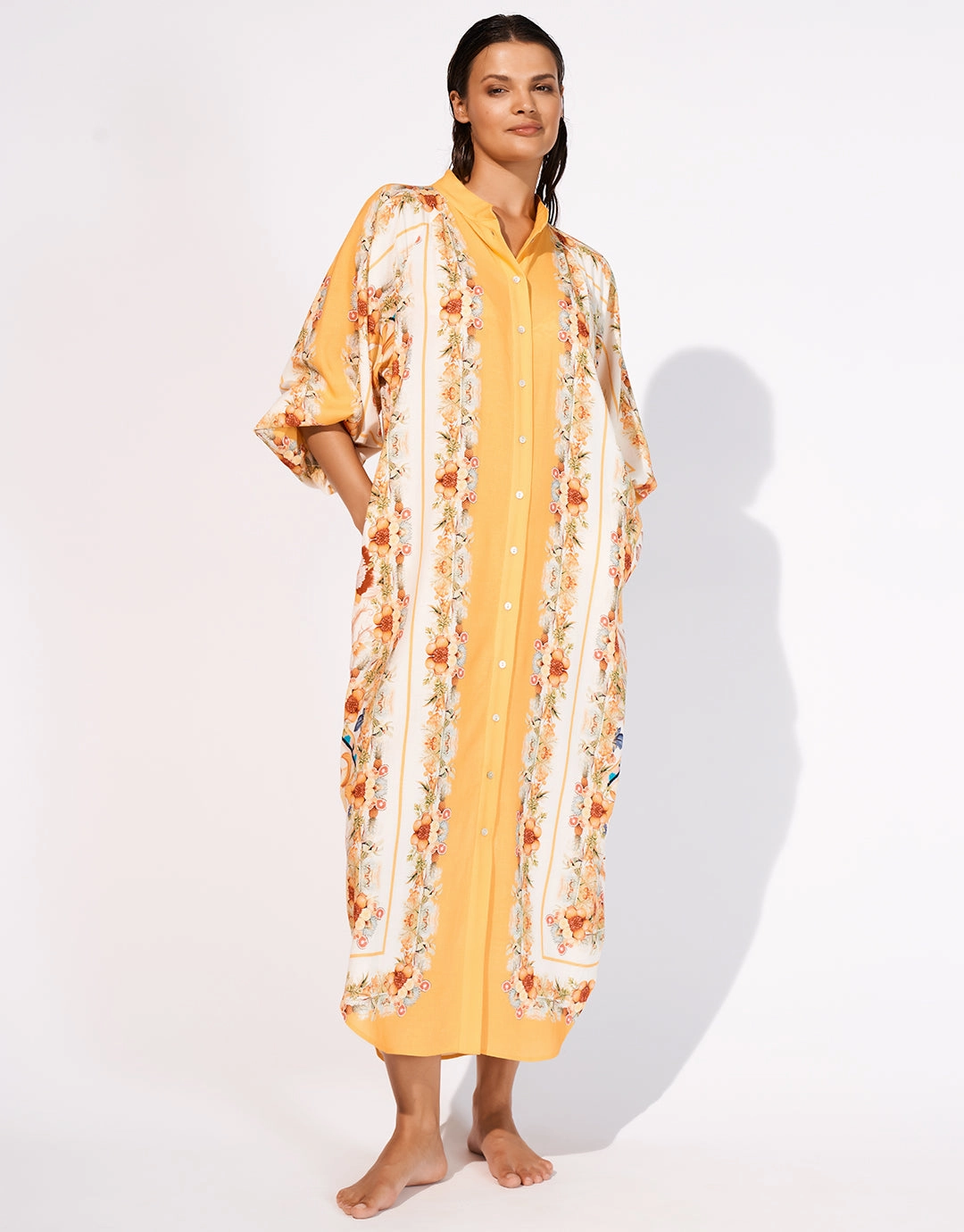 Exuberance Buttoned Maxi Shirt - Solar