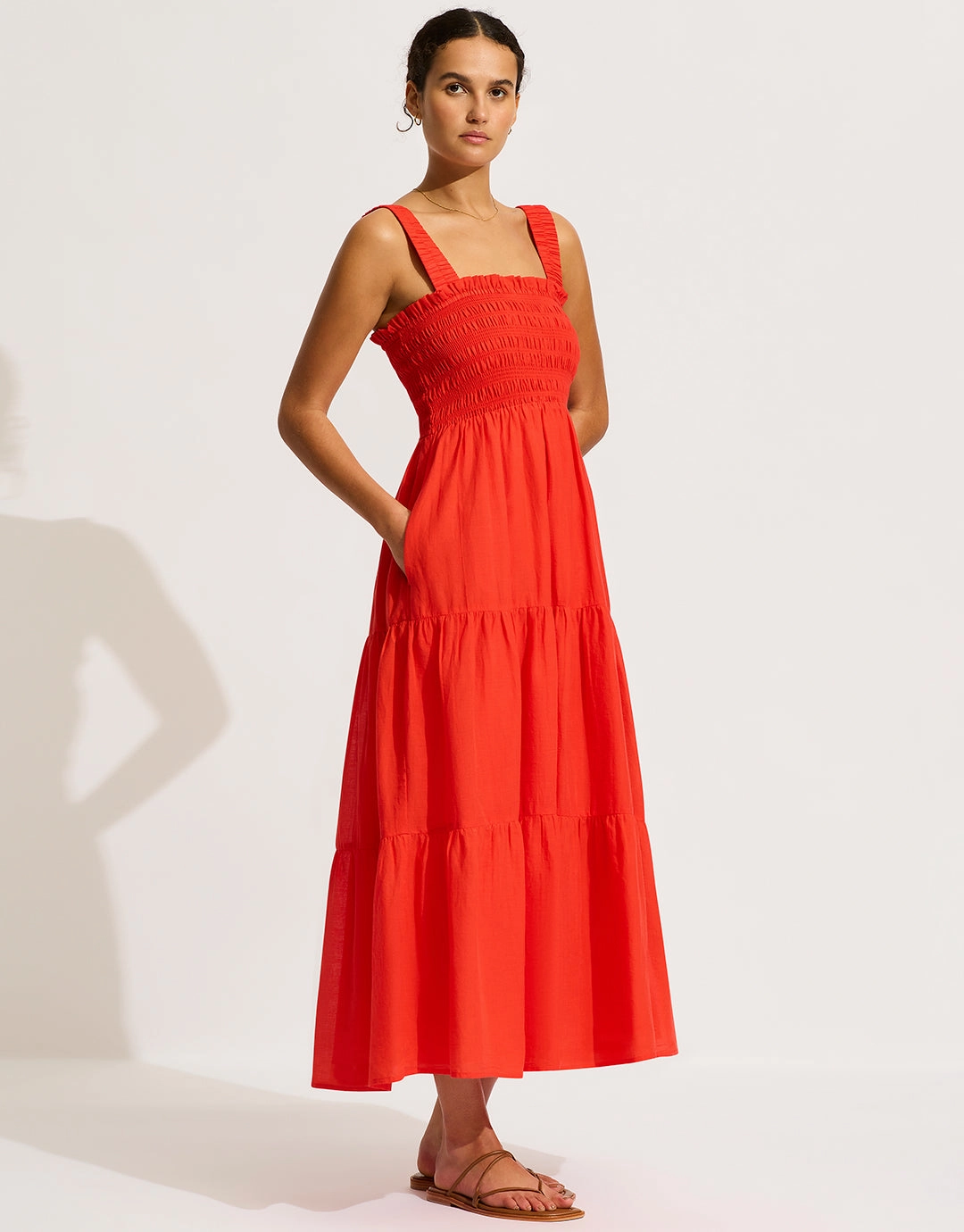 Faithful Midi Dress - Flame