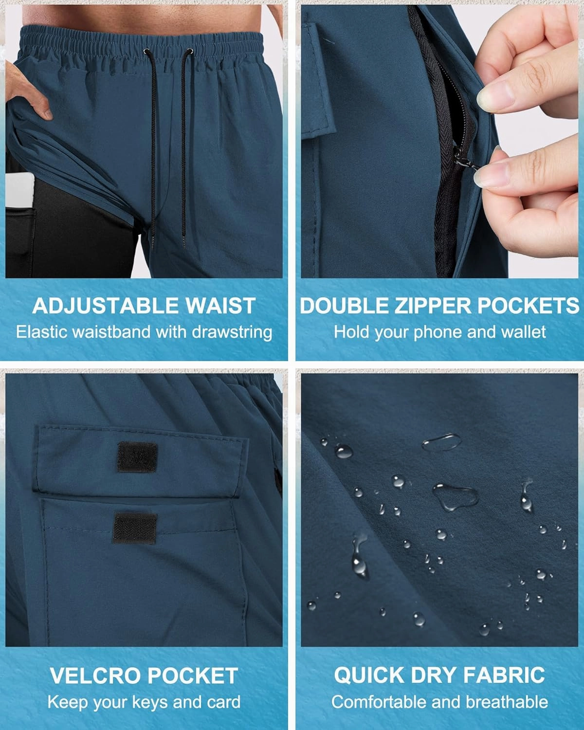 Fasker Mens Swim Trunks with Compression Liner 7" Inseam Quick Dry Bathing Suit Beach Shorts Swimming Trunks with Pockets