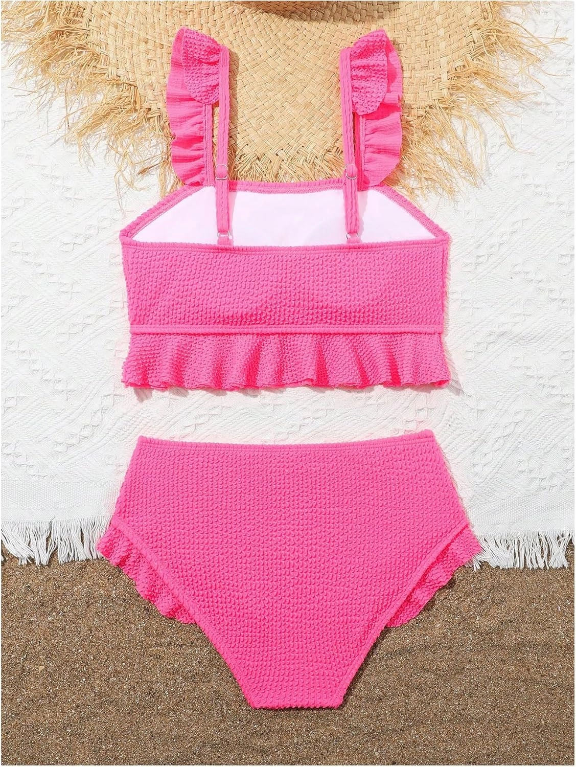 Floerns Girl's 2 Piece Bathing Suit Ruffle Trim Summer Bikini Swimsuit