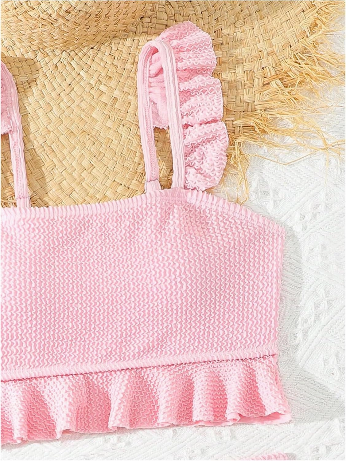 Floerns Girl's 2 Piece Bathing Suit Ruffle Trim Summer Bikini Swimsuit