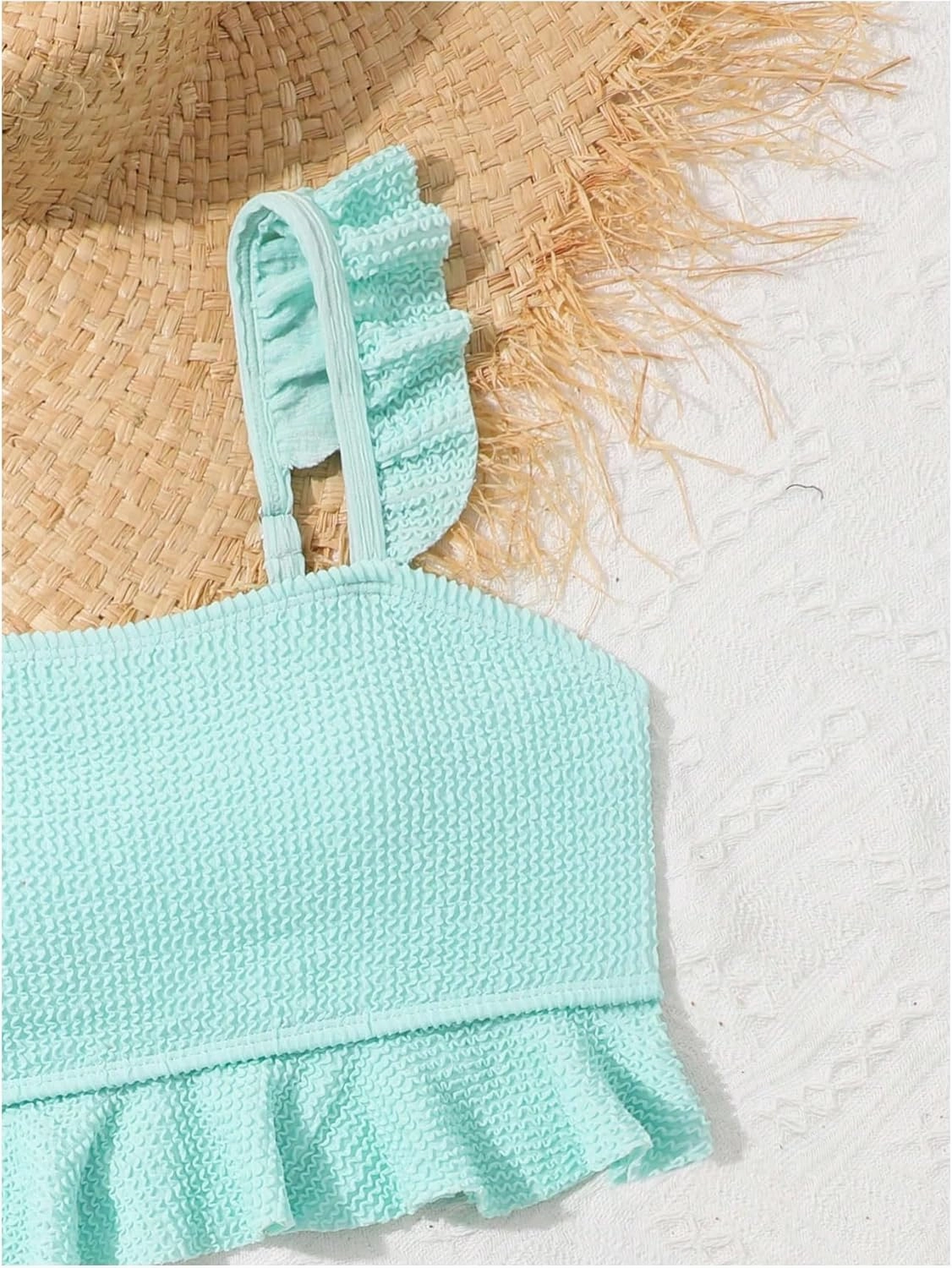Floerns Girl's 2 Piece Bathing Suit Ruffle Trim Summer Bikini Swimsuit