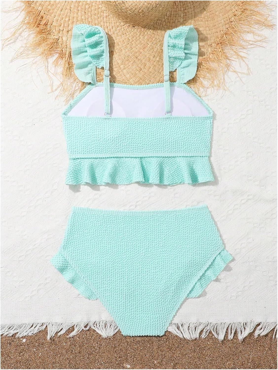 Floerns Girl's 2 Piece Bathing Suit Ruffle Trim Summer Bikini Swimsuit