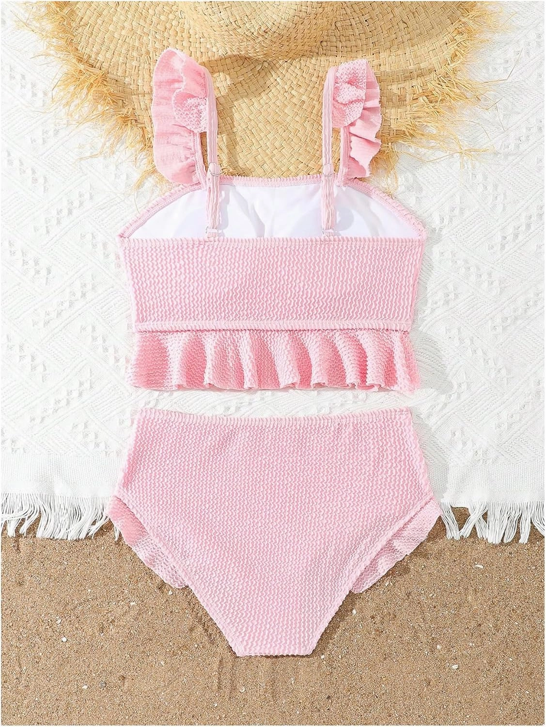 Floerns Girl's 2 Piece Bathing Suit Ruffle Trim Summer Bikini Swimsuit