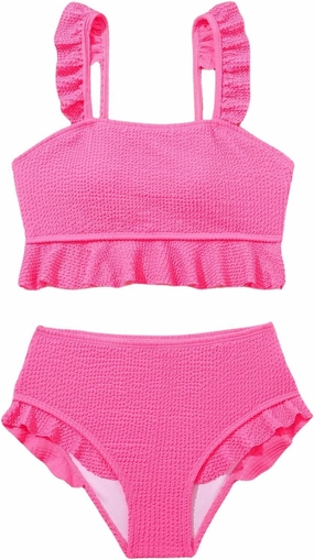 Floerns Girl's 2 Piece Bathing Suit Ruffle Trim Summer Bikini Swimsuit