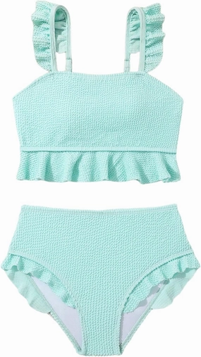 Floerns Girl's 2 Piece Bathing Suit Ruffle Trim Summer Bikini Swimsuit