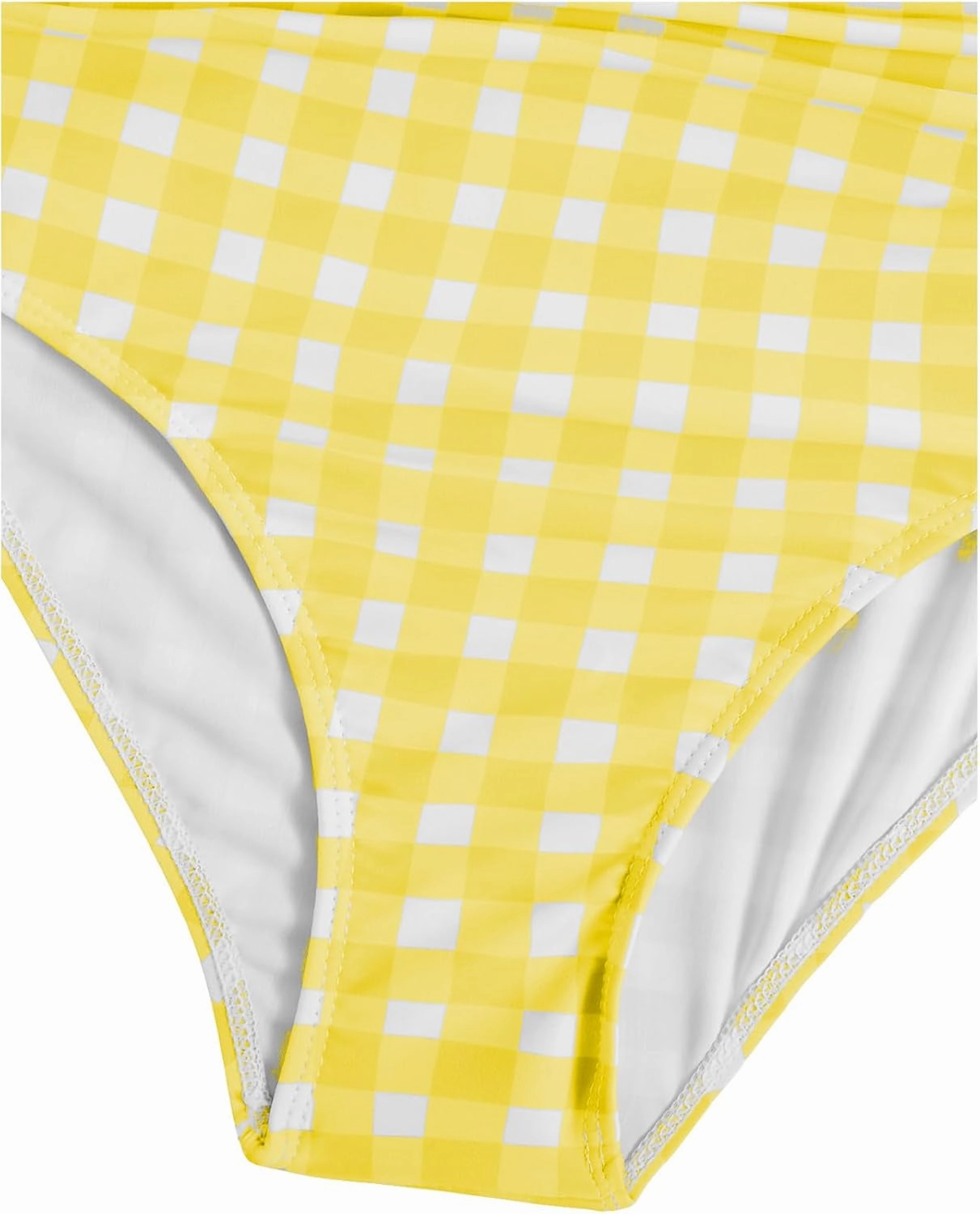 Floerns Girl's Gingham Print Ruched Cut Out Knot Front One Piece Swimsuit