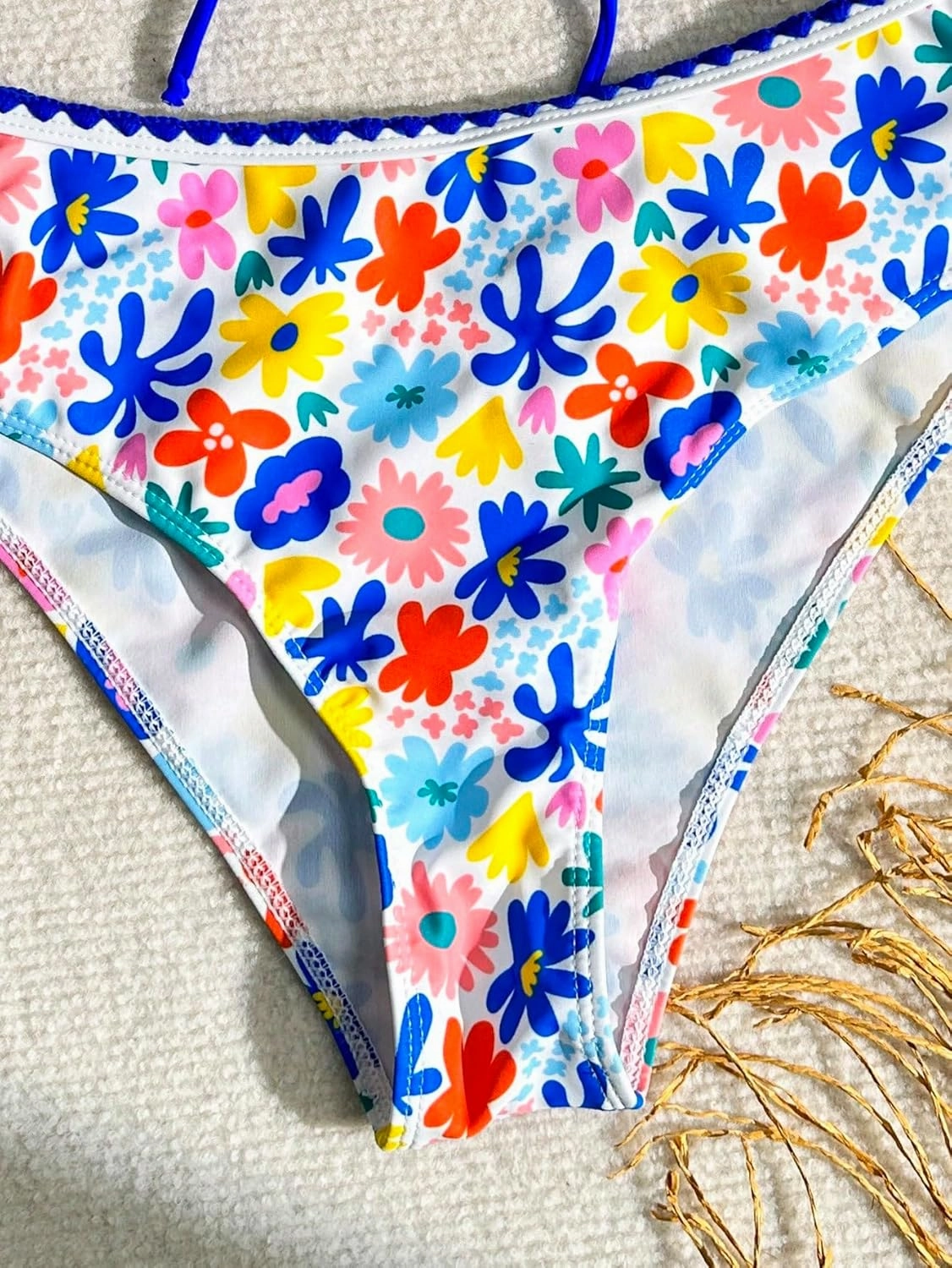 Floerns Women's Boho Two Piece High Waist Bathing Suit Bandeau Swimsuit