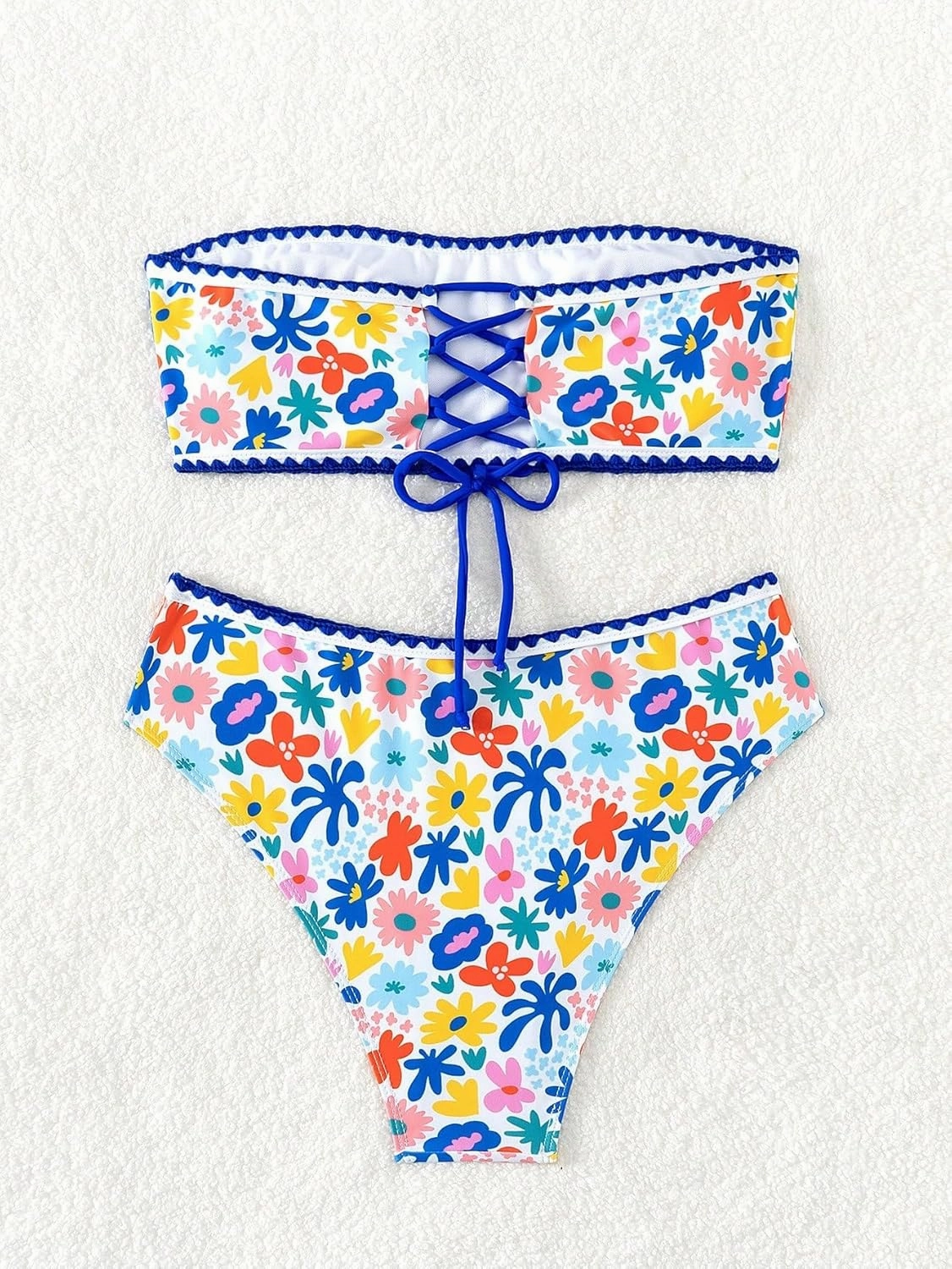 Floerns Women's Boho Two Piece High Waist Bathing Suit Bandeau Swimsuit
