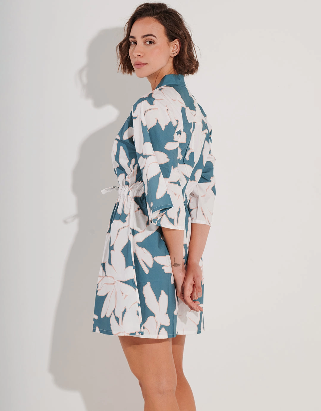 Floral Abstract Mini Kimono - Puffy Sky