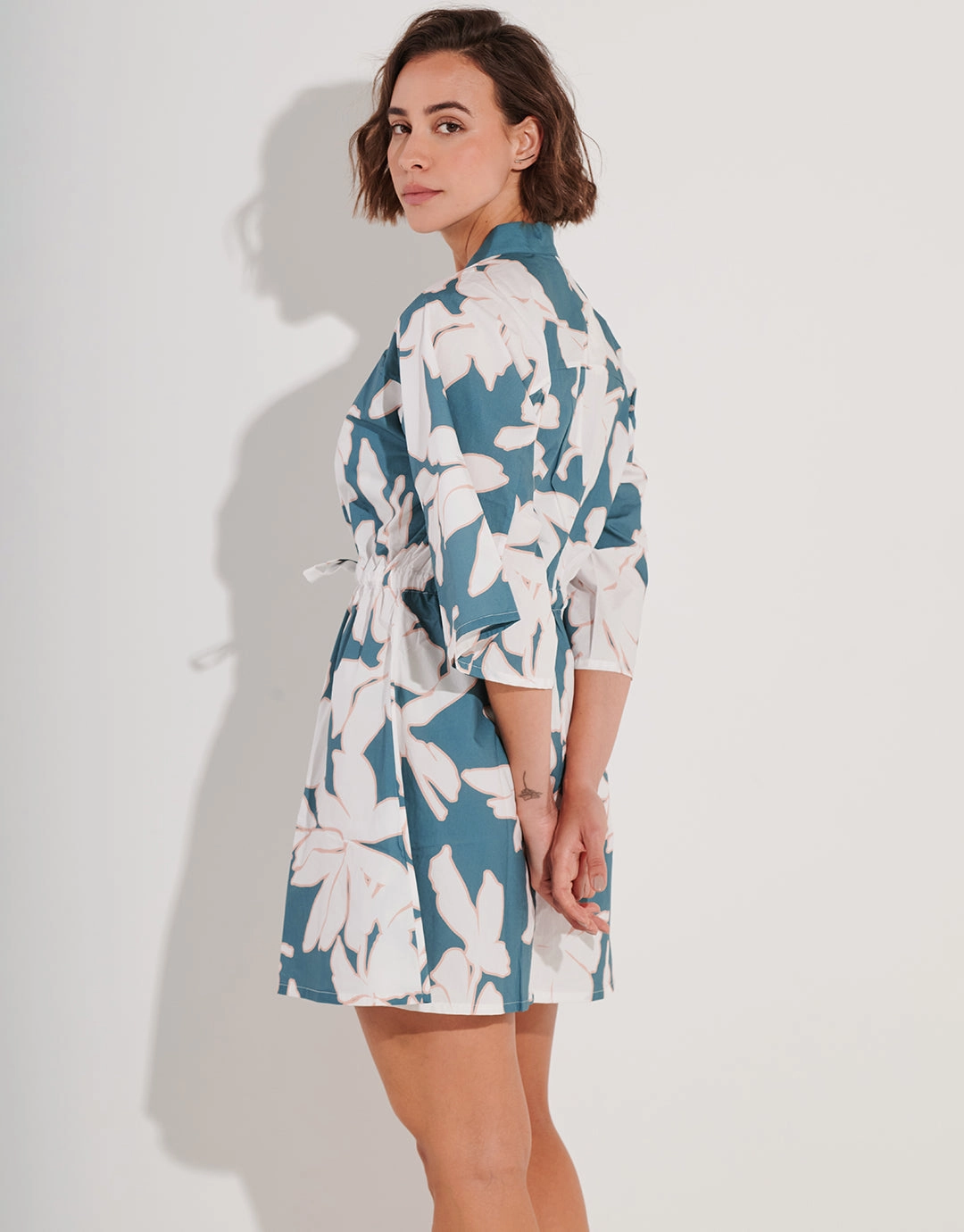 Floral Abstract Mini Kimono - Puffy Sky