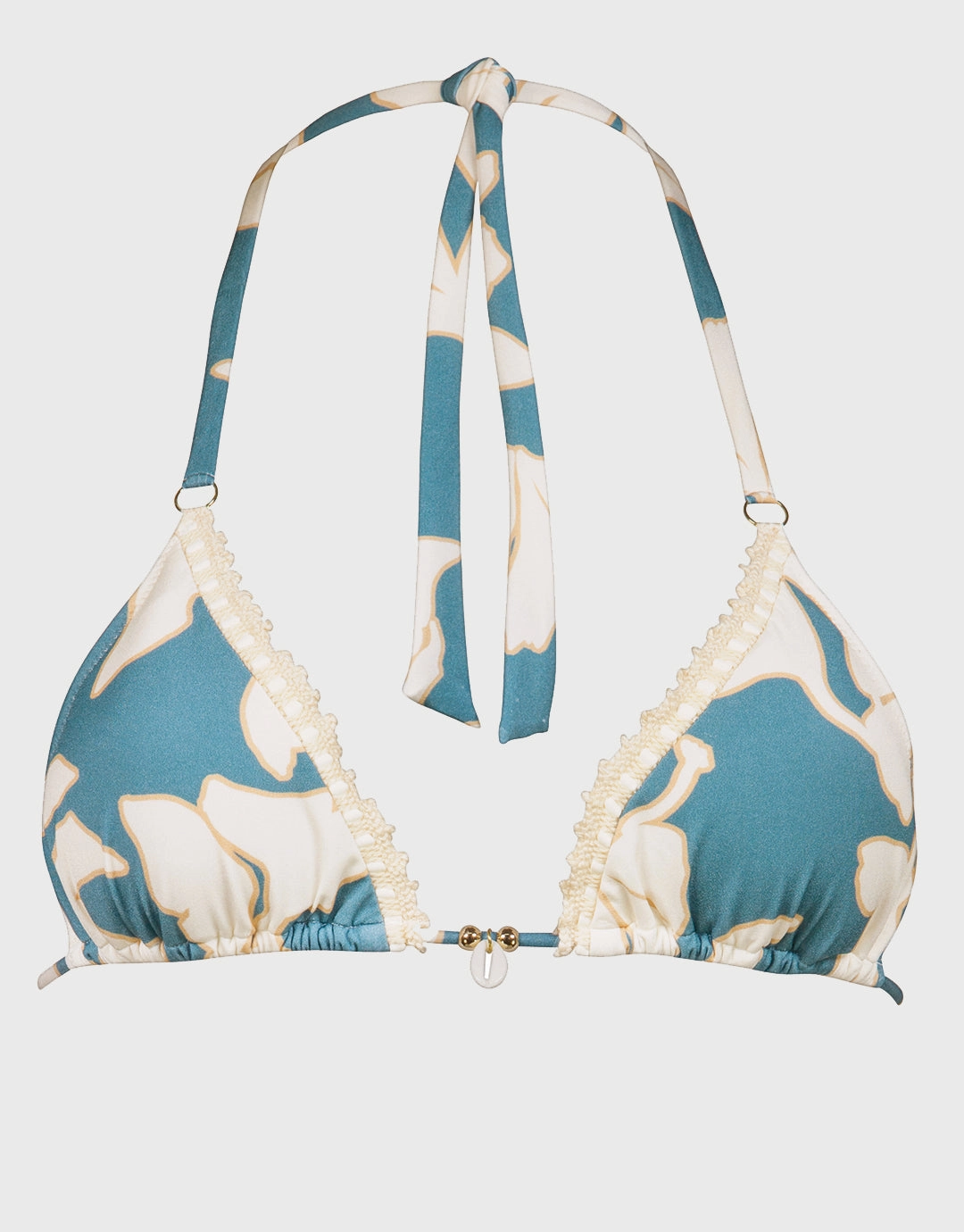 Floral Abstract Triangle Bikini Top - Puffy Sky