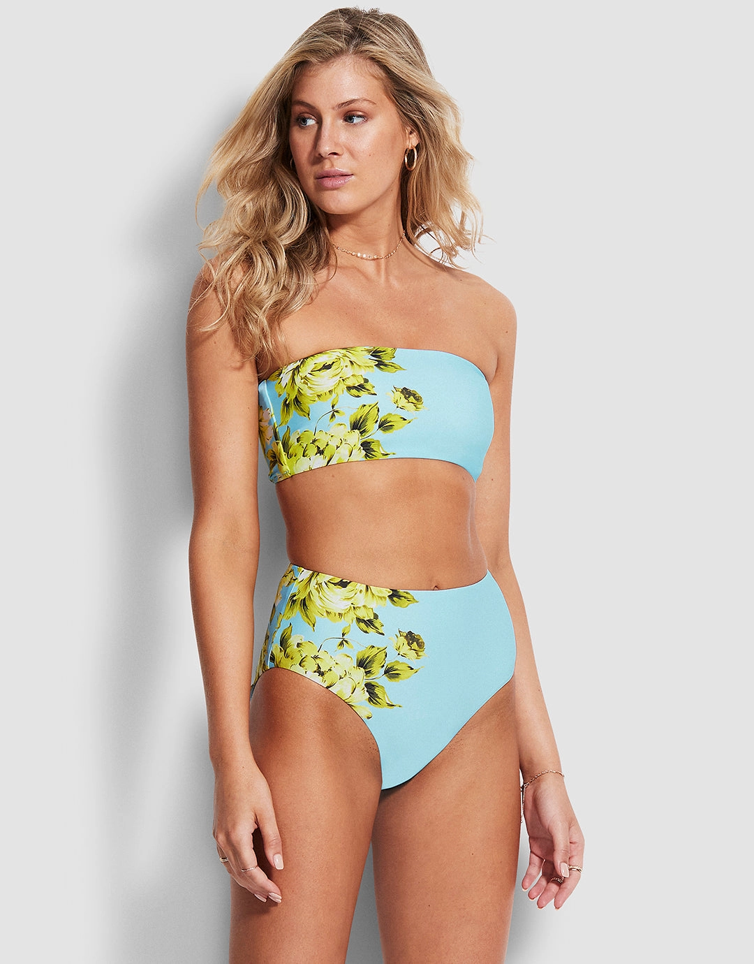 Full Bloom Tube Bikini Top - Sky