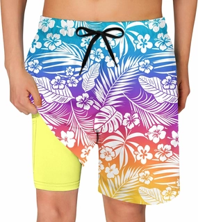 Funnycokid Boys Swim Trunks with Compression Liner Kids Anti-Chafe Swim Shorts Quick Dry Bathing Suit 5-16T