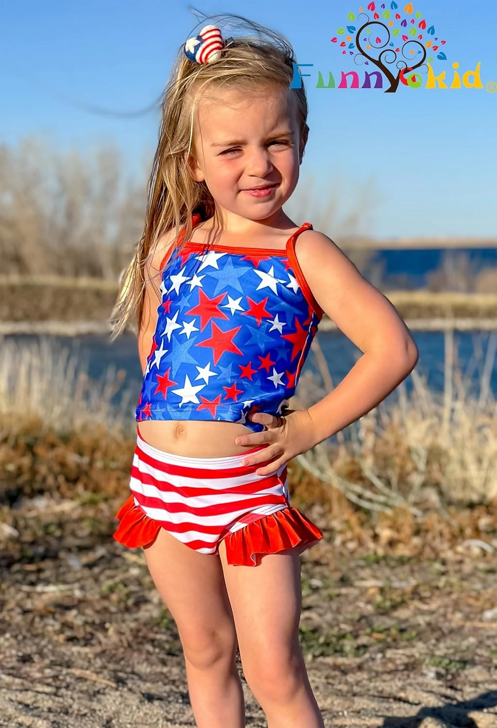 Funnycokid Girls Swimsuit 3 Pieces Long Sleeve Rash Guard Set Tankini Bathing Suits Summer Kids Swimwear 3-10 Years